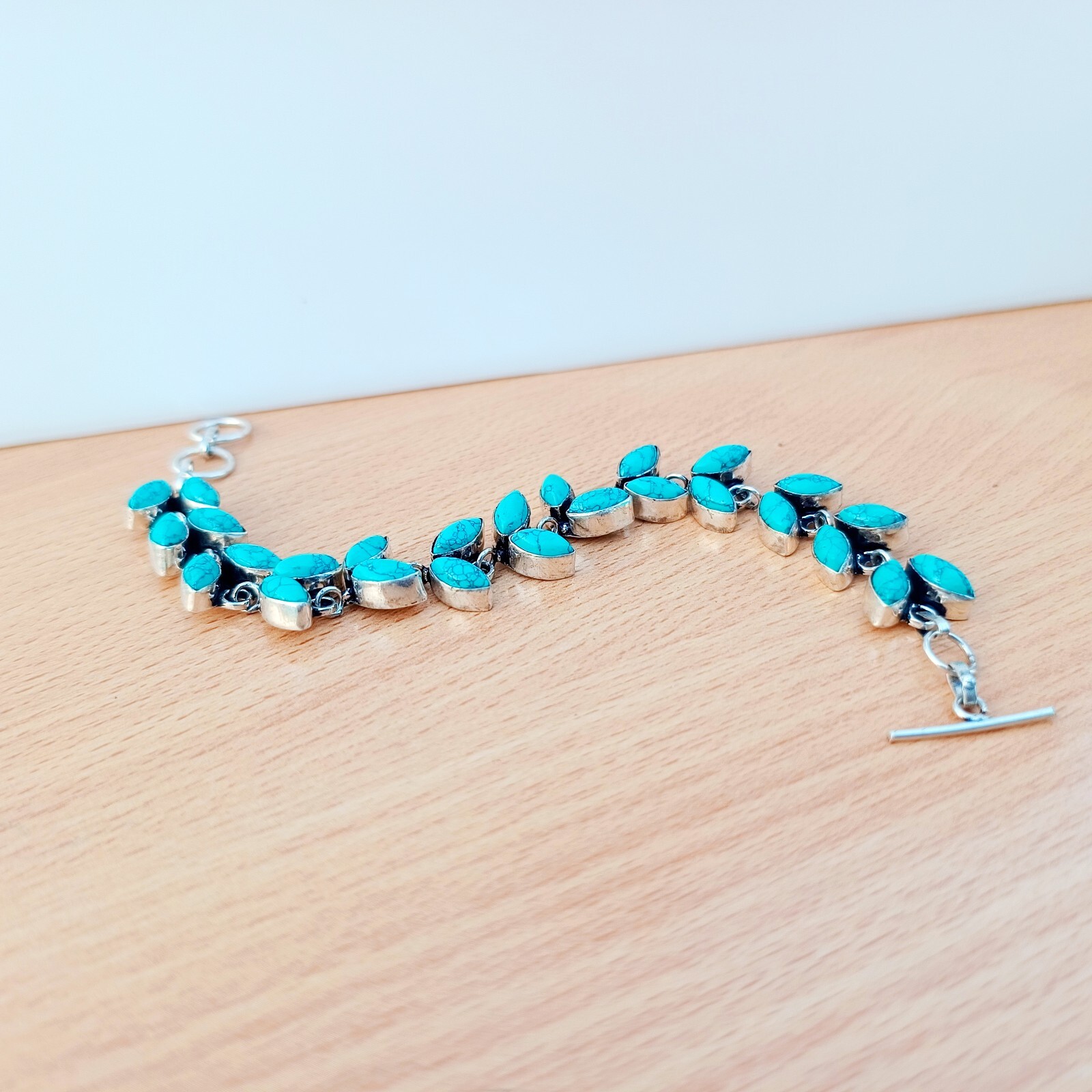 Turquoise Gemstone Bracelet Sterling Silver Bracelet Handmade Bracelet Jewelry
