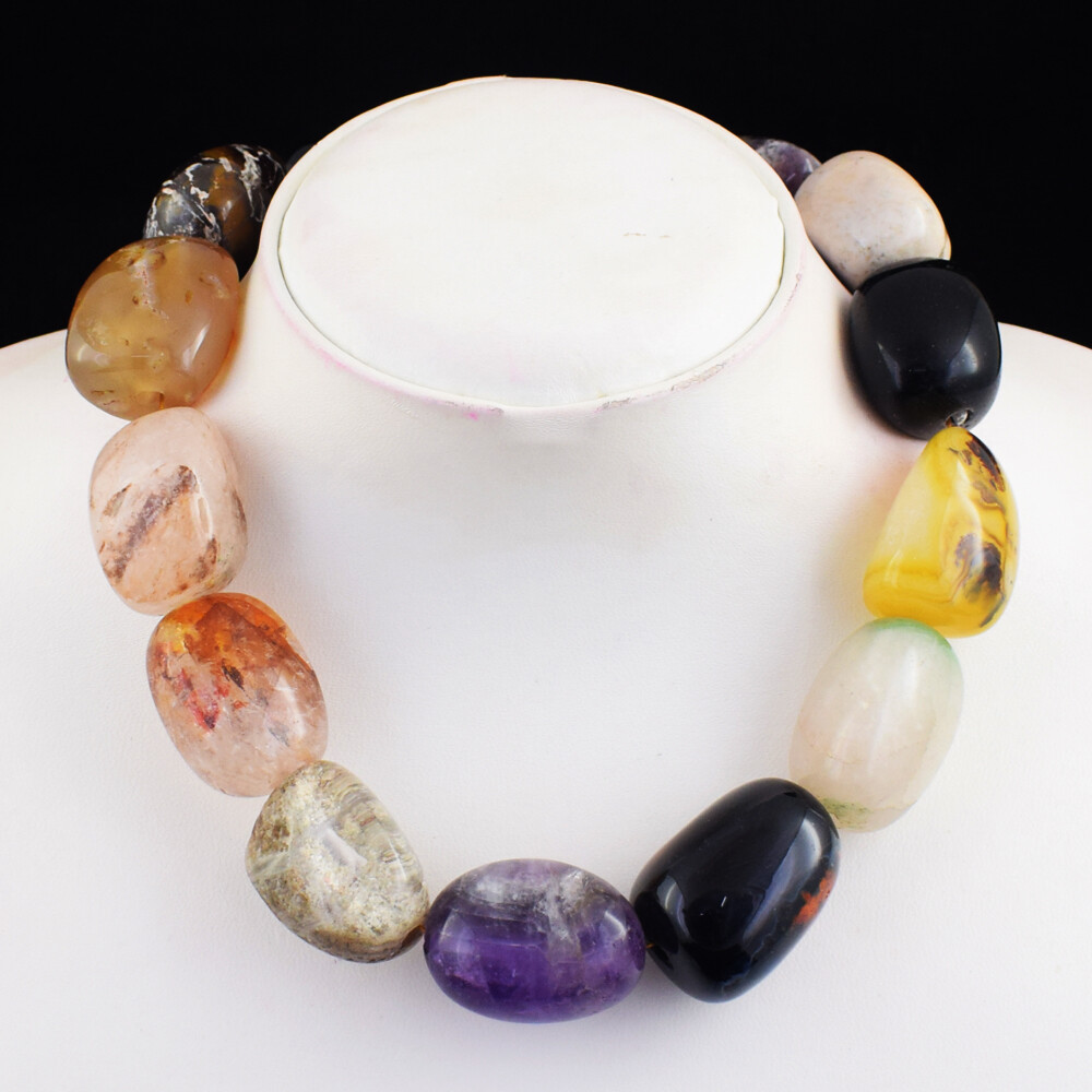 1415 Cts Earth Mined Single Strand Mix Gem Beaded Necklace Jewelry SK 28 E445