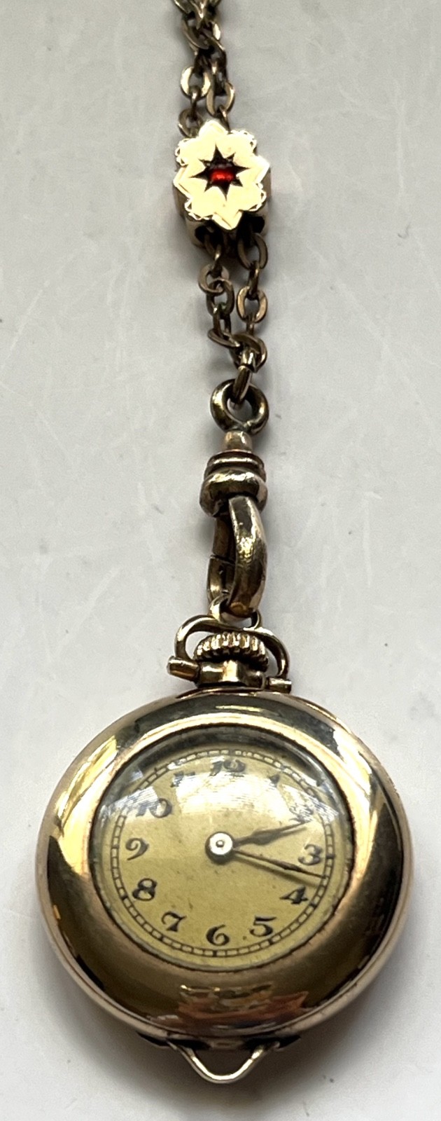 Victorian Antique 38″ Gold Filled Watch Chain & Slide & Later Era Ladies Watch