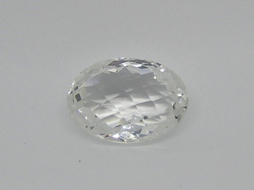 Faceted Rock Crystal Quartz Gemstone, 58.85 Carats, 29 X 21.5 X 15 mm Oval