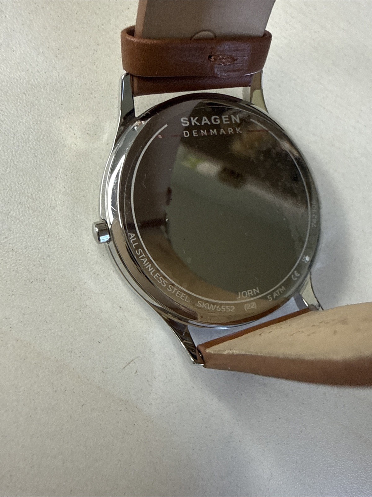 Skagen Mens SKW6552 Watch Jorn Gray Dial Brown Band Silver Case Oversize