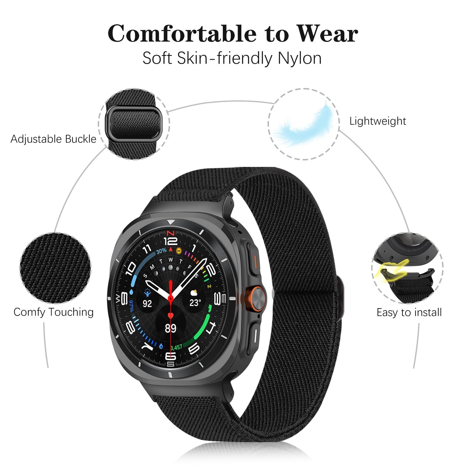 5 Correas De Reloj De Nylon Replacement Para Samsung Galaxy Watch Ultra 47mm