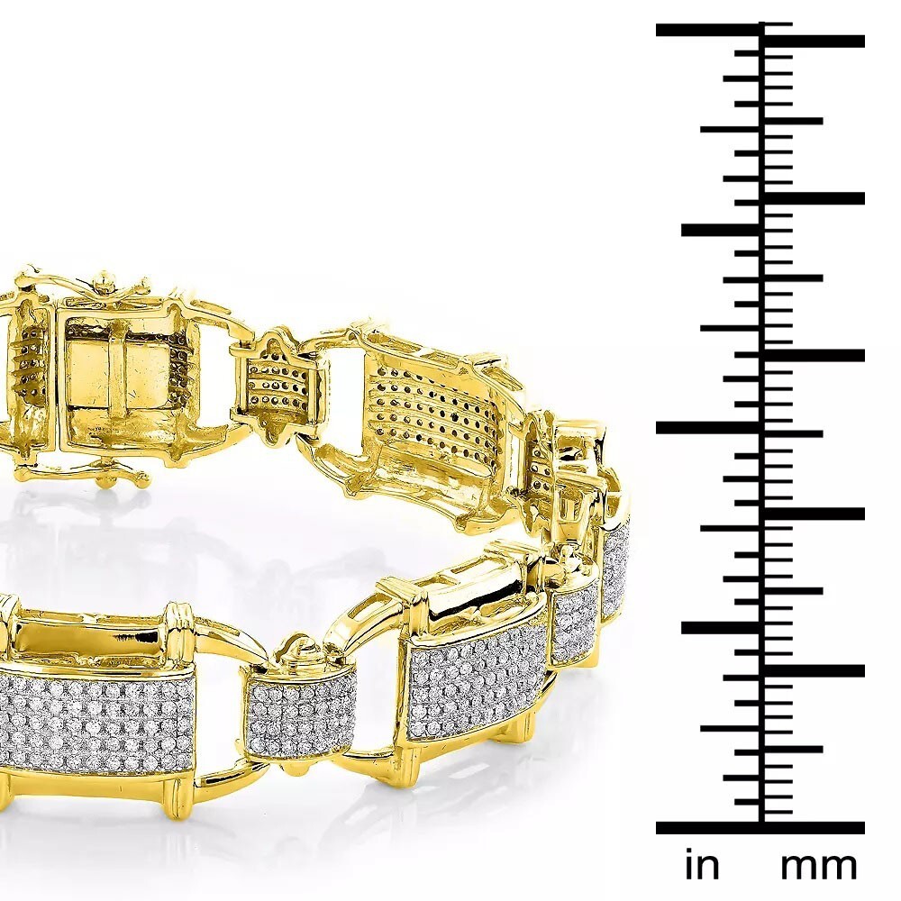 3.29 Ctw D/FL Brilliant Moissanite 14K Yellow Gold Over Men’s Bracelet 8.5″