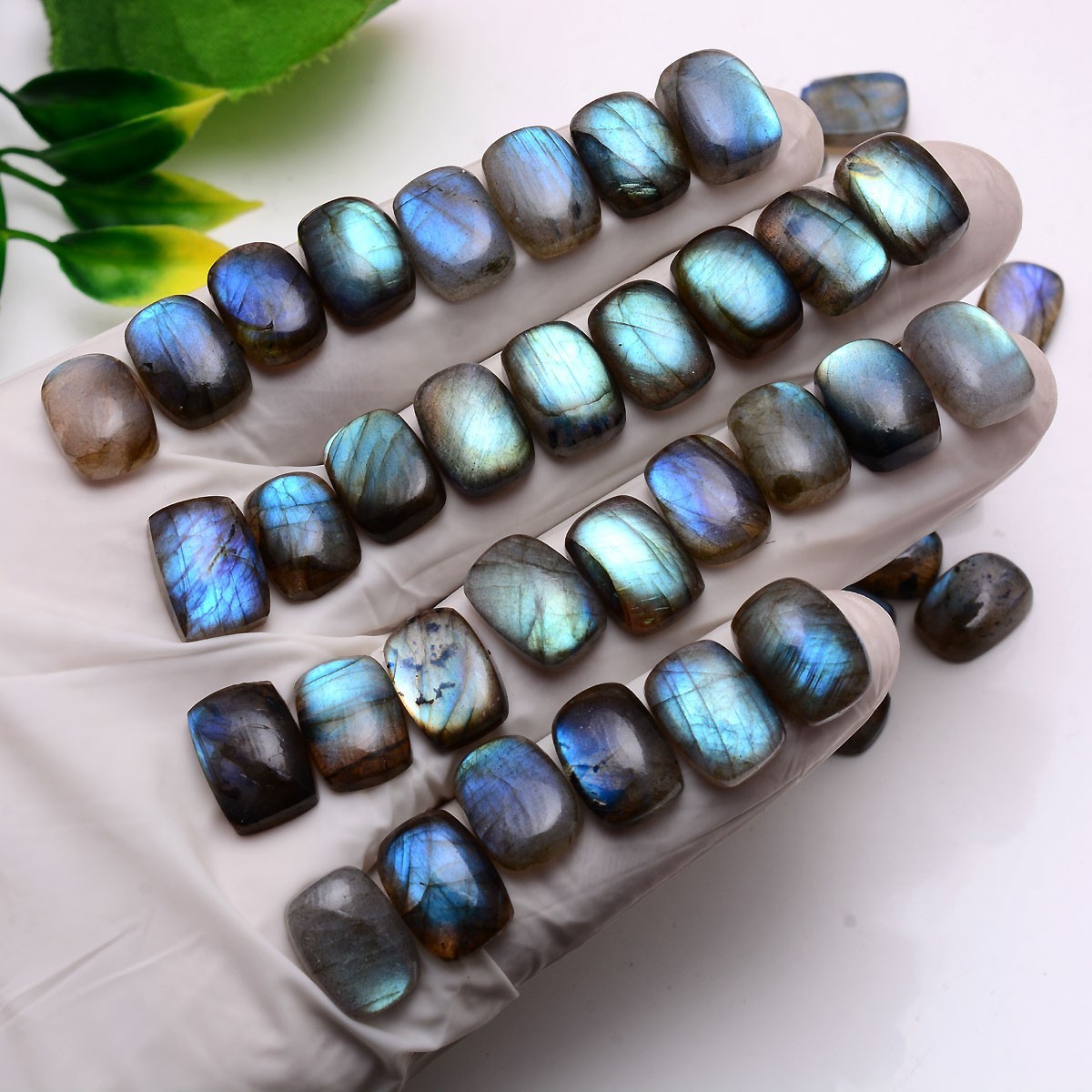 Set Of 18 Pcs Natural Labradorite 14mmx10mm Cushion Cabochon Loose Gemstones Lot