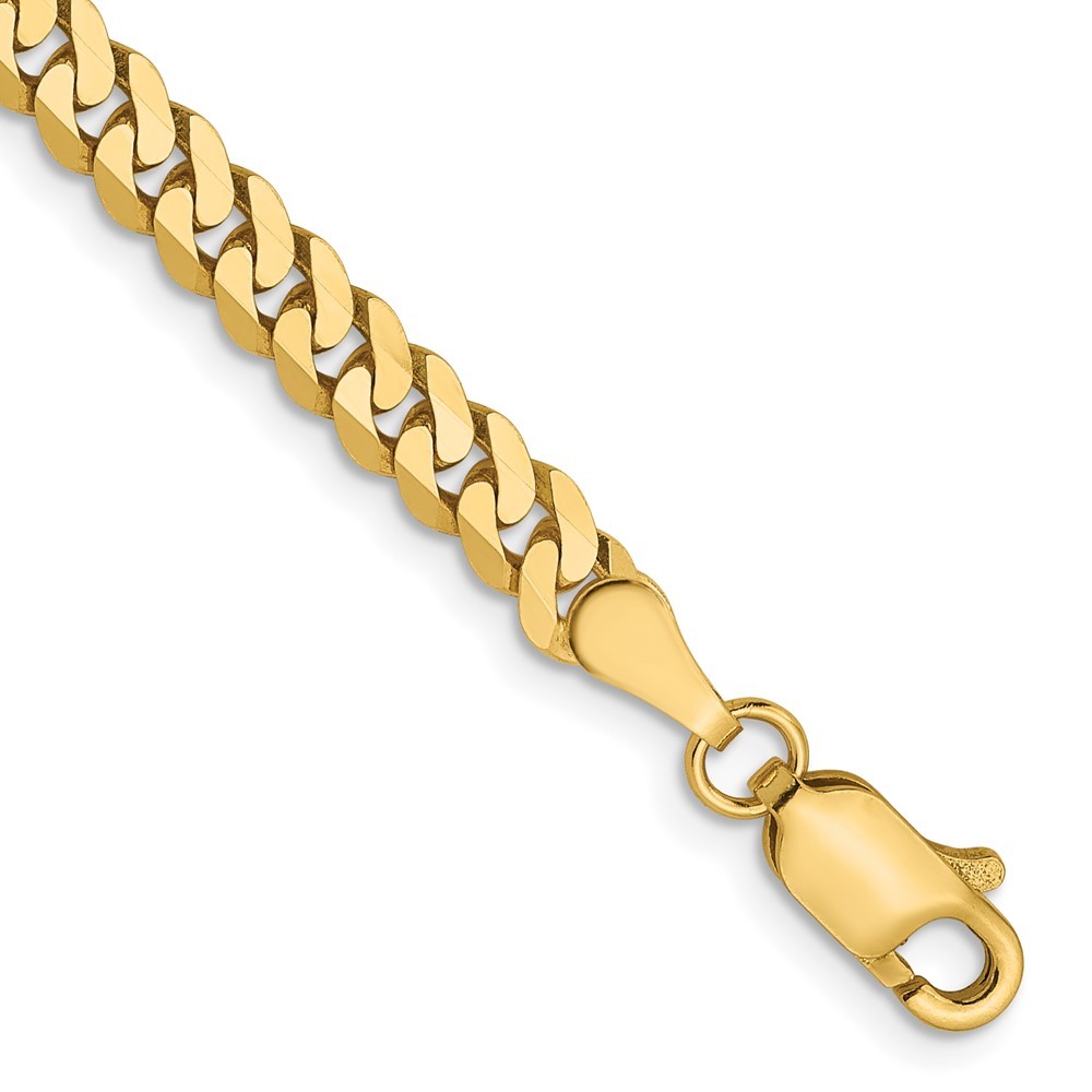 14k Yellow Gold 3.9mm Flat Beveled Curb Chain Bracelet 8″