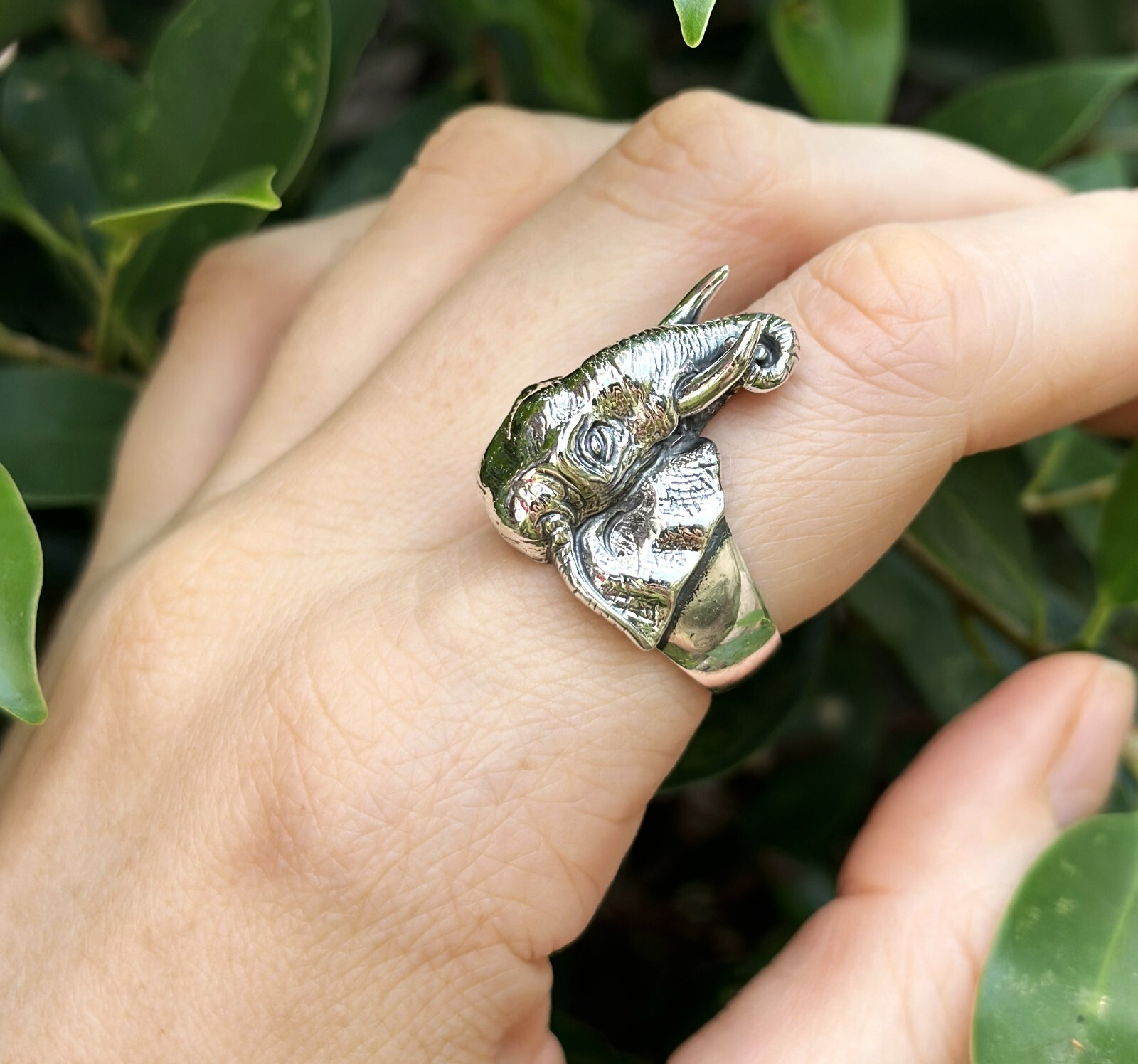 Elephant Ring STERLING SILVER 925 Big Tusks Exclusive Unique Design Detailed