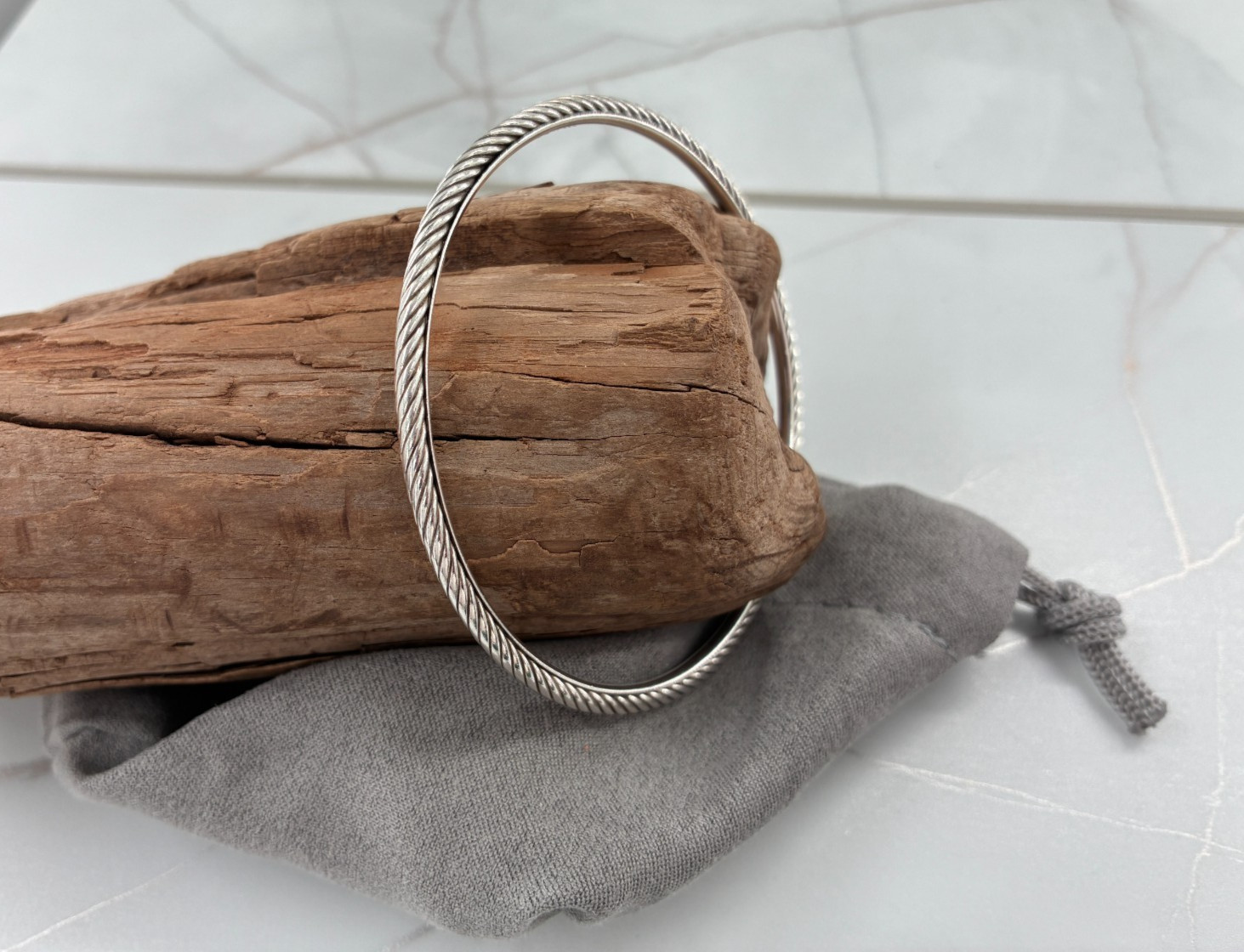 David Yurman Cable Classics Bangle Bracelet Sterling Silver DY 925 Fits 8.25 in