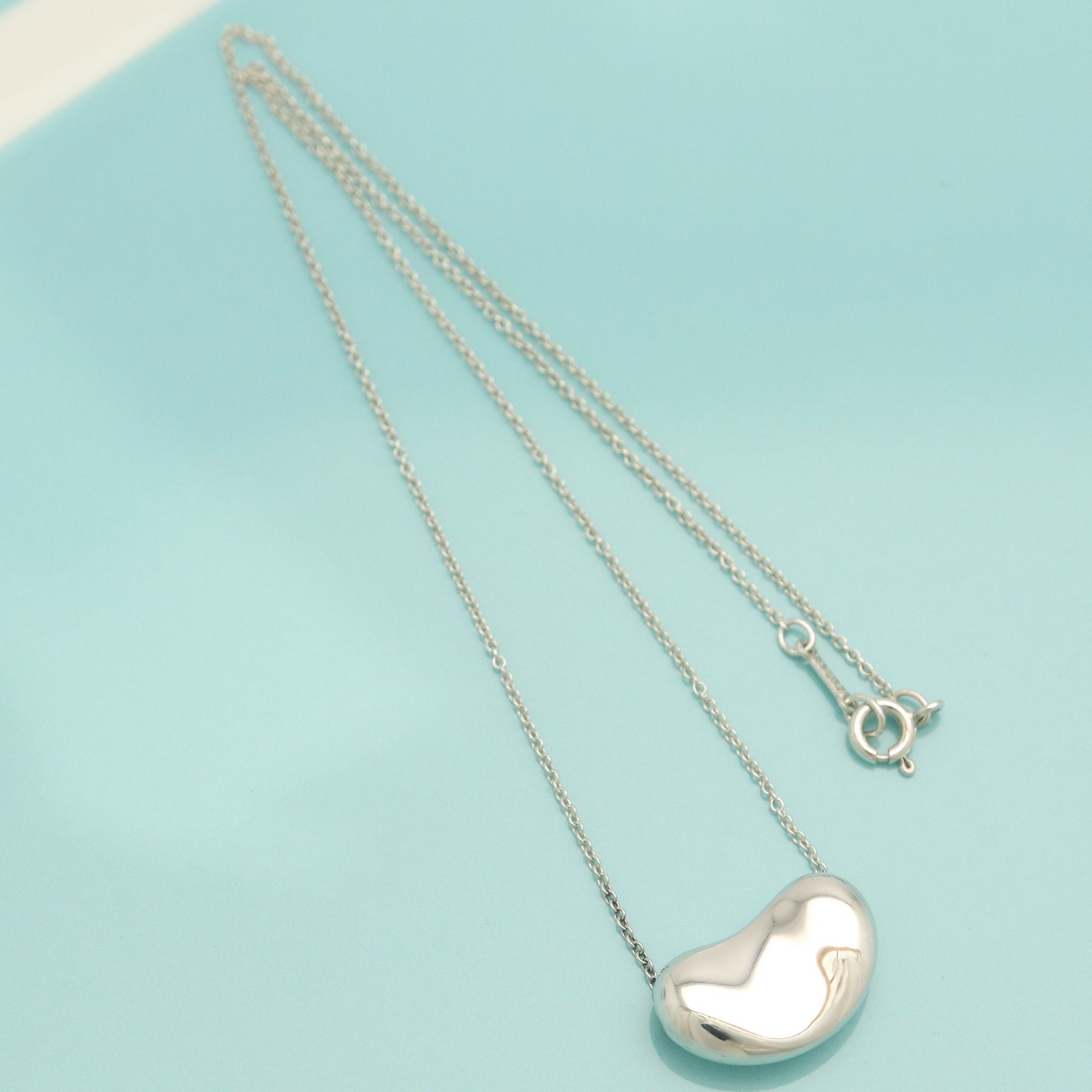 Tiffany & Co. Elsa Peretti Large 19mm Bean Pendant Necklace 17.7″ Silver 925