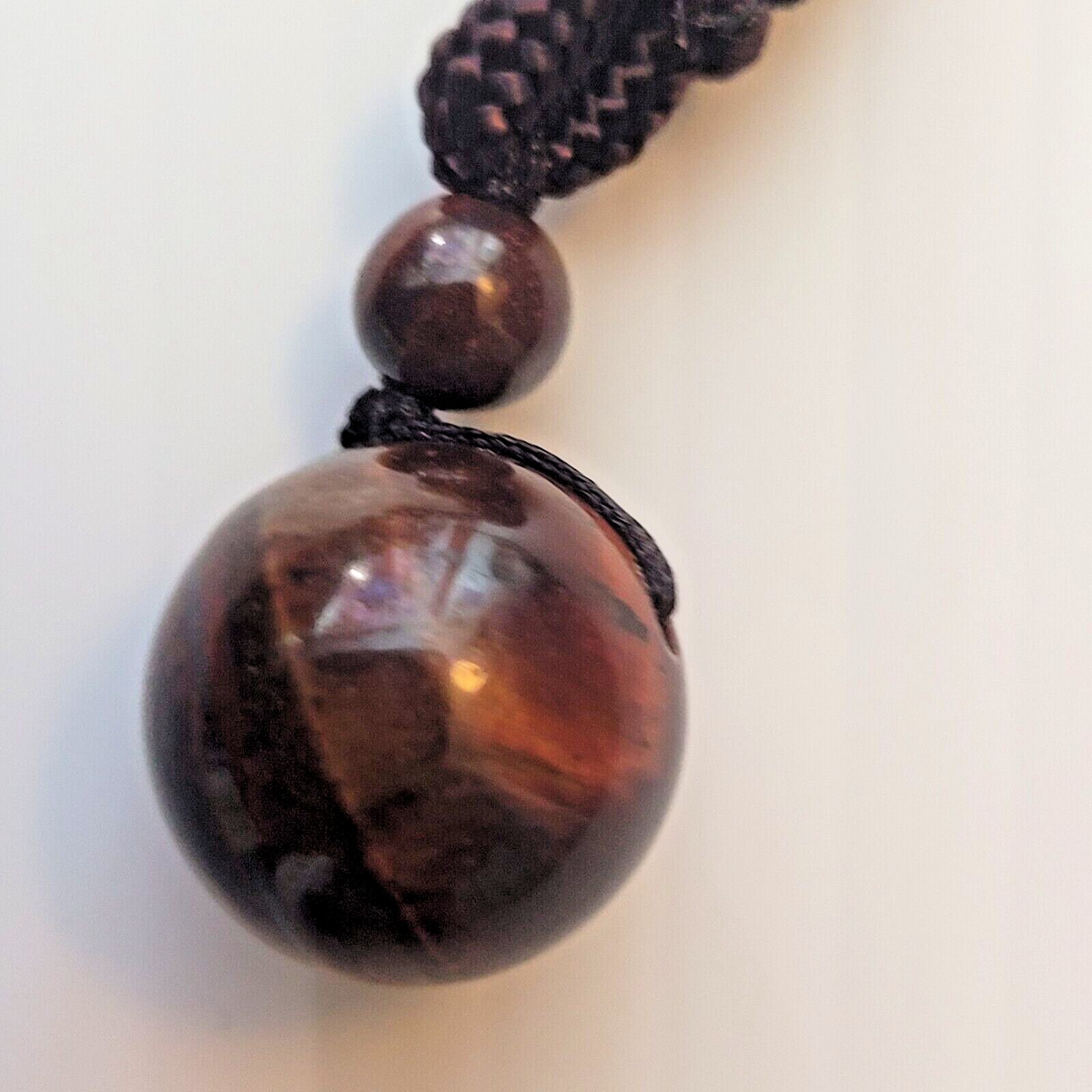 Tiger’s Eye, Obsidian Stone, Amethyst (16 mm) Corded Necklace