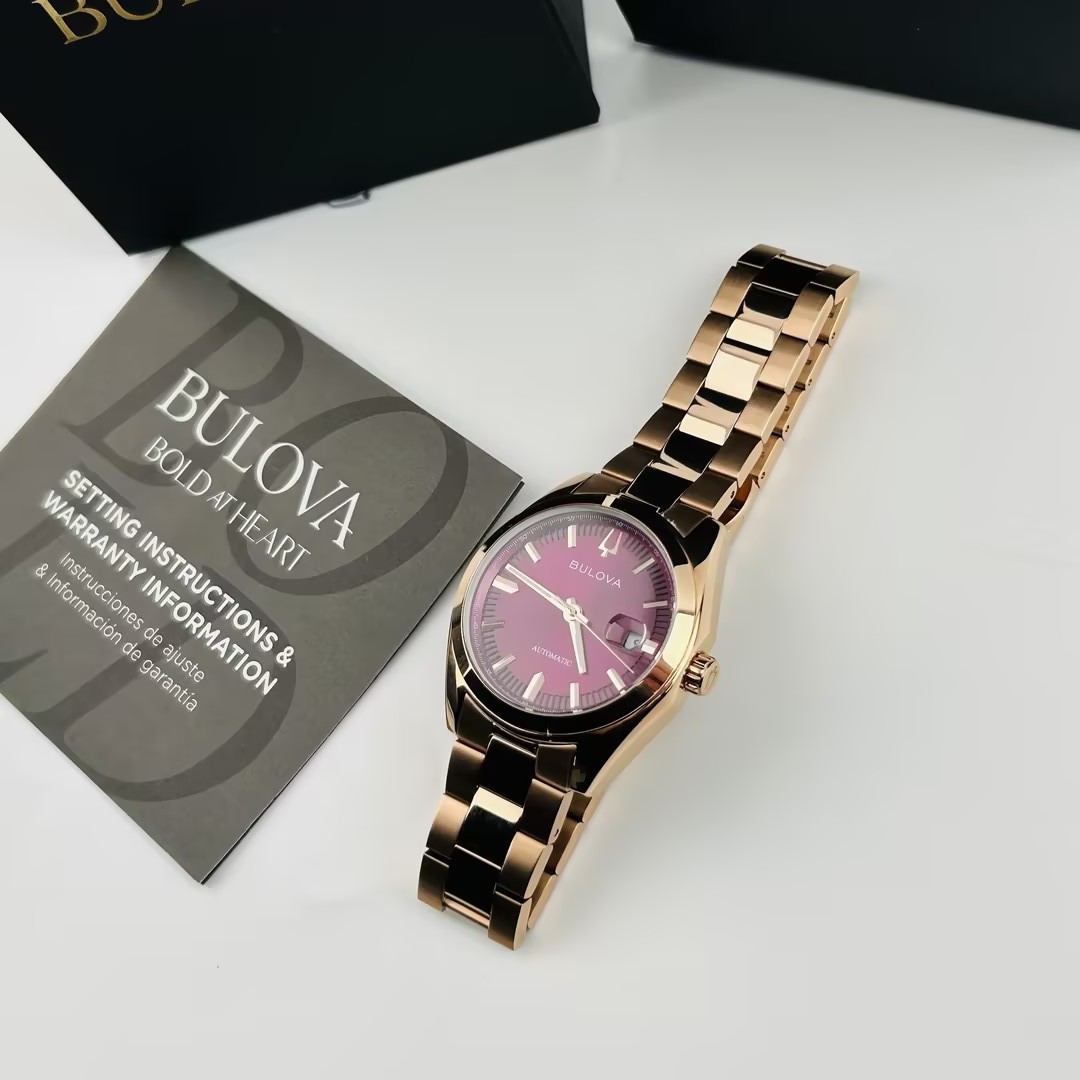Bulova Classic 97B234 Purple Dial Rose Gold Men’s Watch Surveyor Automatic 39mm