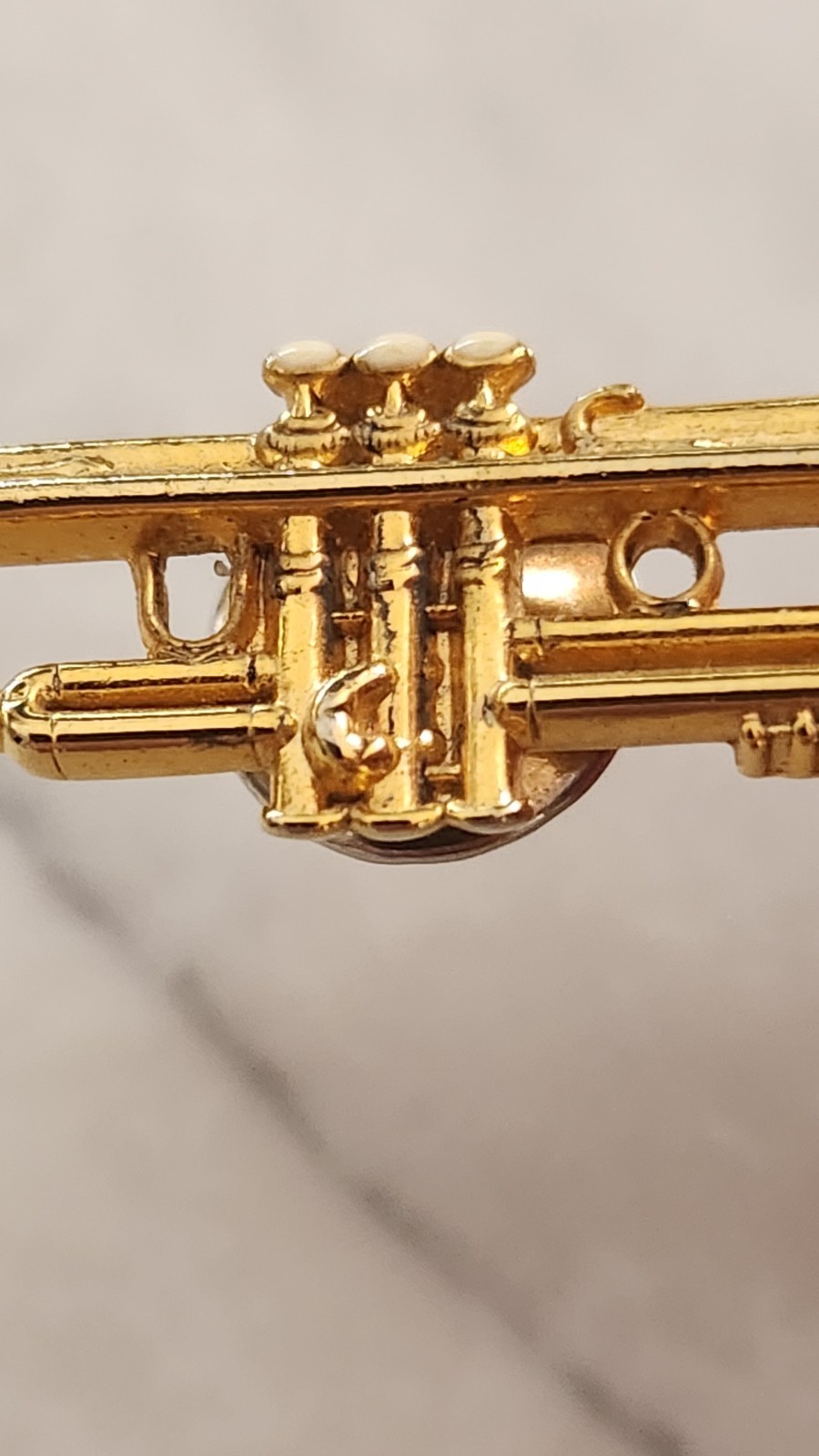 vtg Trumpet Tie Tac/ Pin SIGNED FUTURE PRIMITIVE USA PIN Goldtone