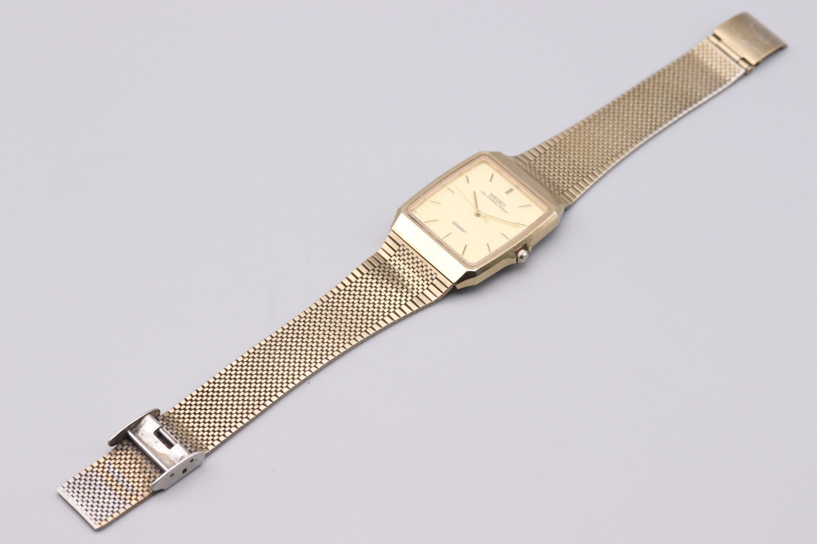 [Exc+5] Vintage Seiko Session 5E31-5A60 Gold Square Tank Mens Qz Watch JAPAN