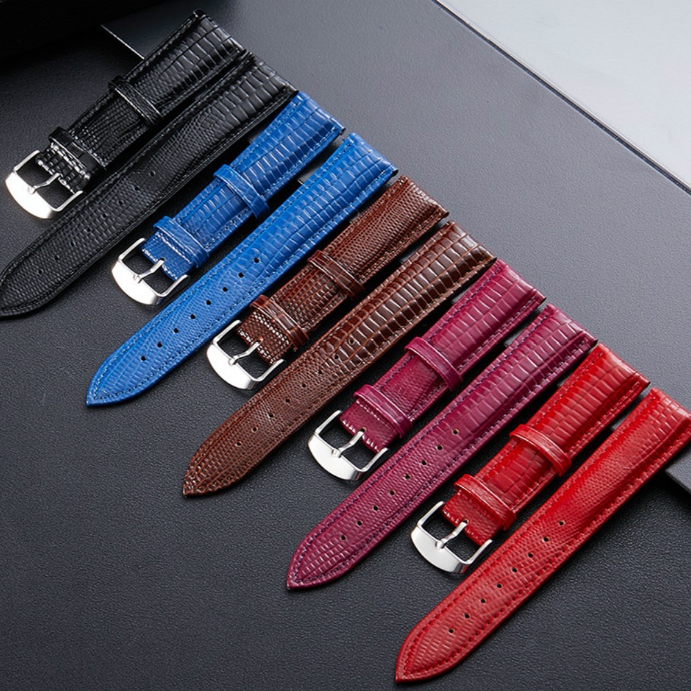 Leather Watch Strap Lizard Pattern Pin Buckle 12mm 14mm 16mm 18mm 20mm
