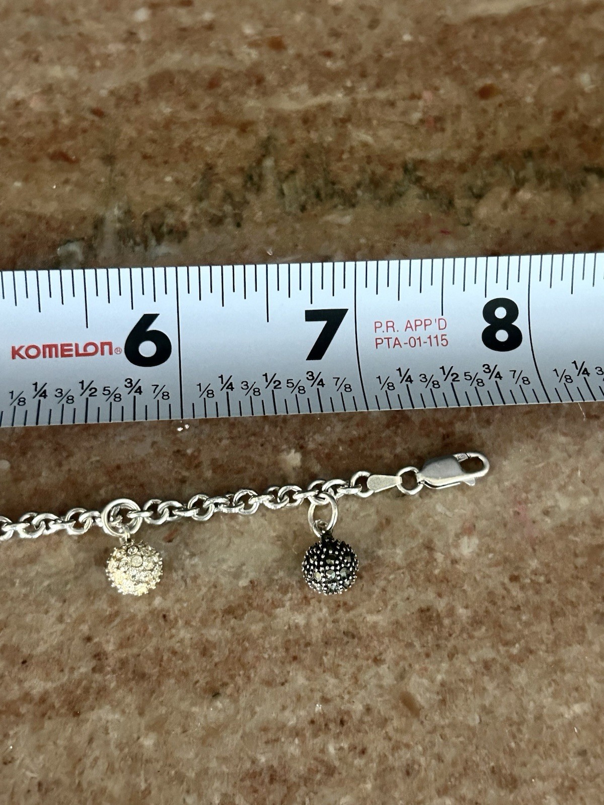 Vintage 925 Sterling Silver Multi Charm Ball Bead Rolo Link Bracelet 7″ 22.4g