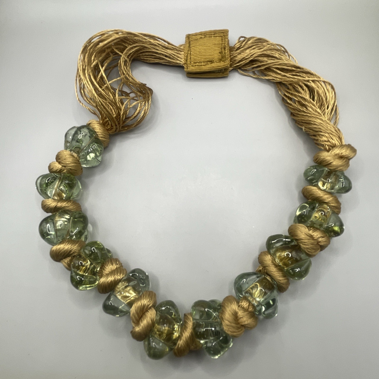 Vintage Handmade Necklace Melon Glass Beads Nigh Purity Qu Sparkle And Shine