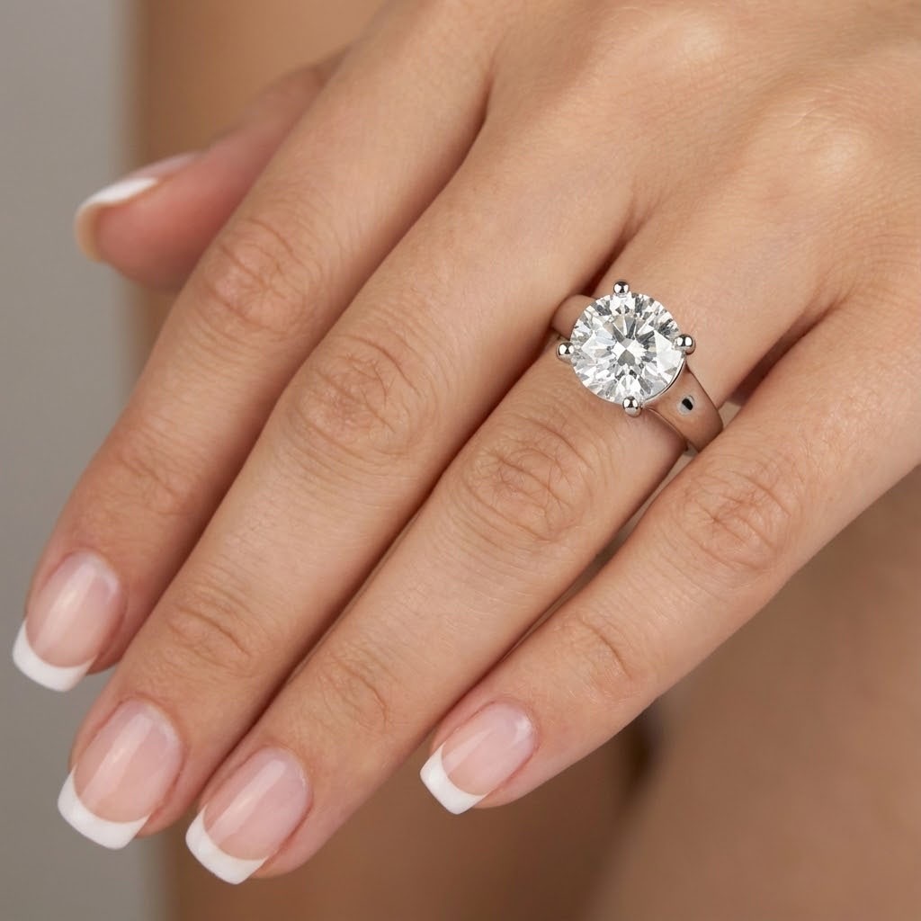 Solitaire Engagement Ring 14K Gold Trellis 4 Carat Round Lab-Grown Diamond F SI1