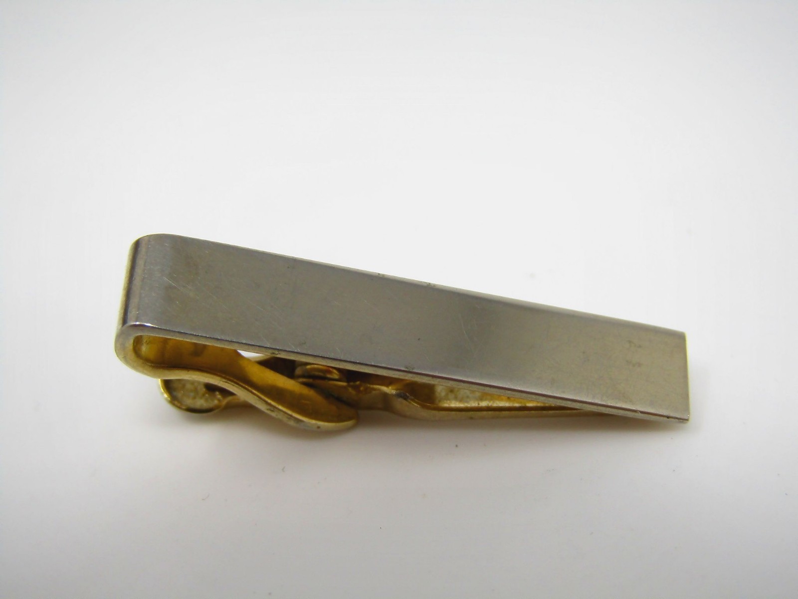 Vintage Gold Tone Tie Bar Clip Clasp Plain Classic Minimalist Men’s Suit