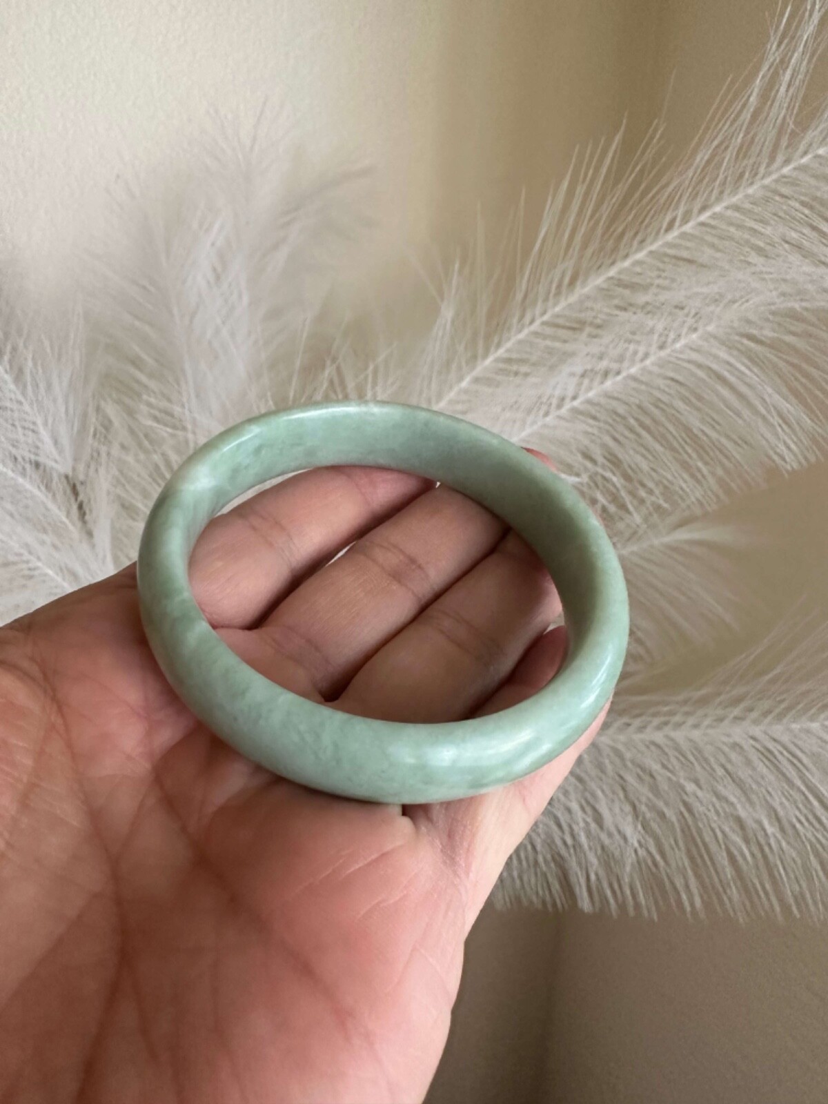 Gorgeous Natural Real Chinese Light Green Jade Bangle Bracelet Jadeite Jade 64mm