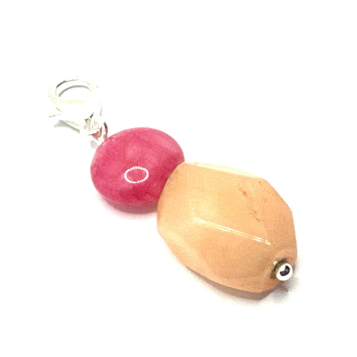 Brighton Paradise Beads Pink Peach Round Custom Silver Snap Charm