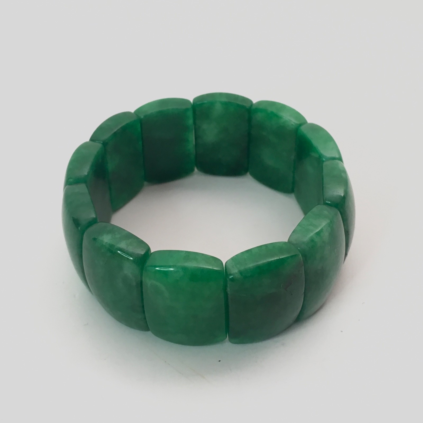 Rectangle double string natural green Jade Bracelet unisex