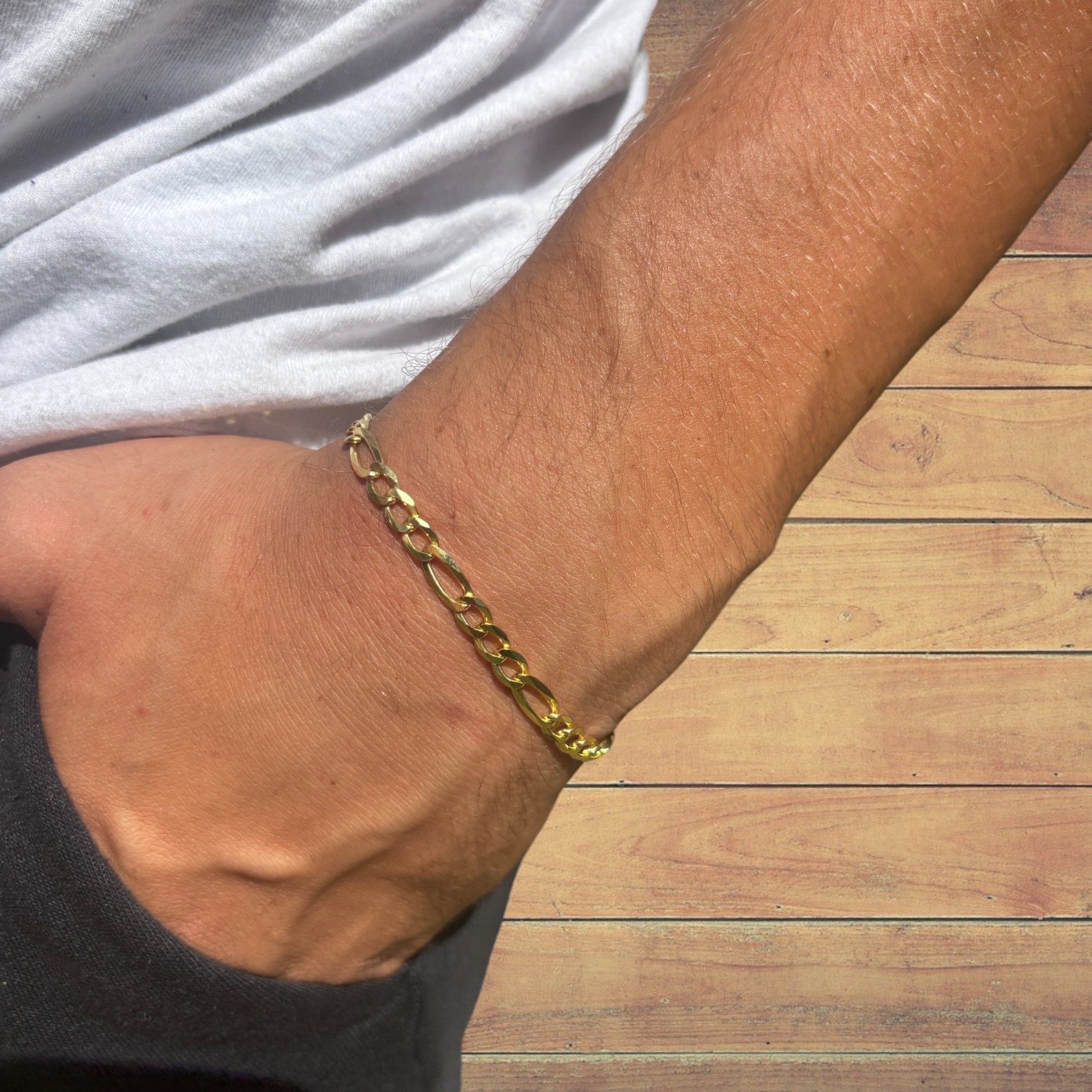 5mm Figaro Bracelet Link – Real Solid 925 Sterling Silver Or 14k Gold Vermeil