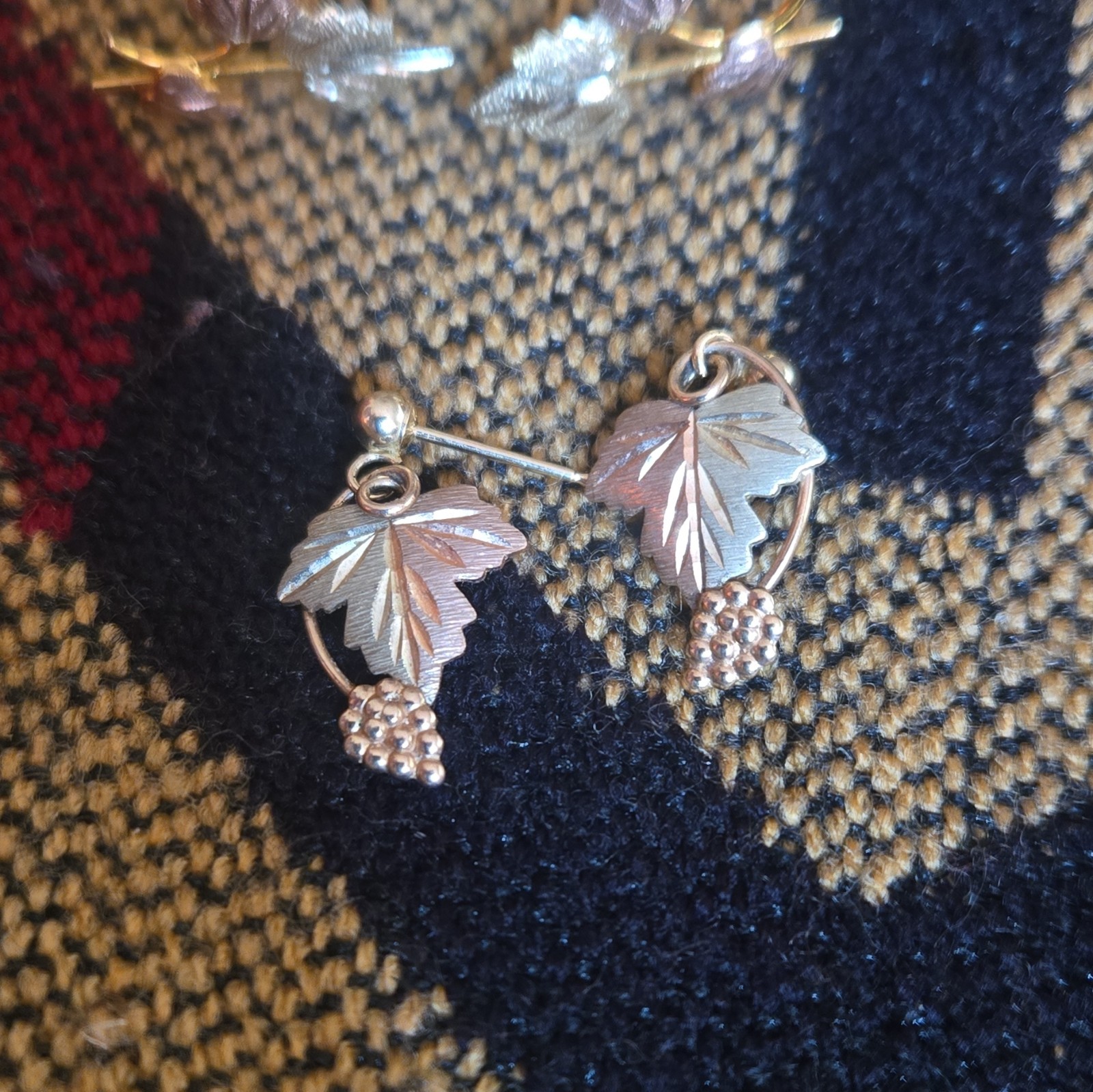 10K Multi-Tone Gold Leaf Motif Earrings Lot Stud & Drop Butterfly Back