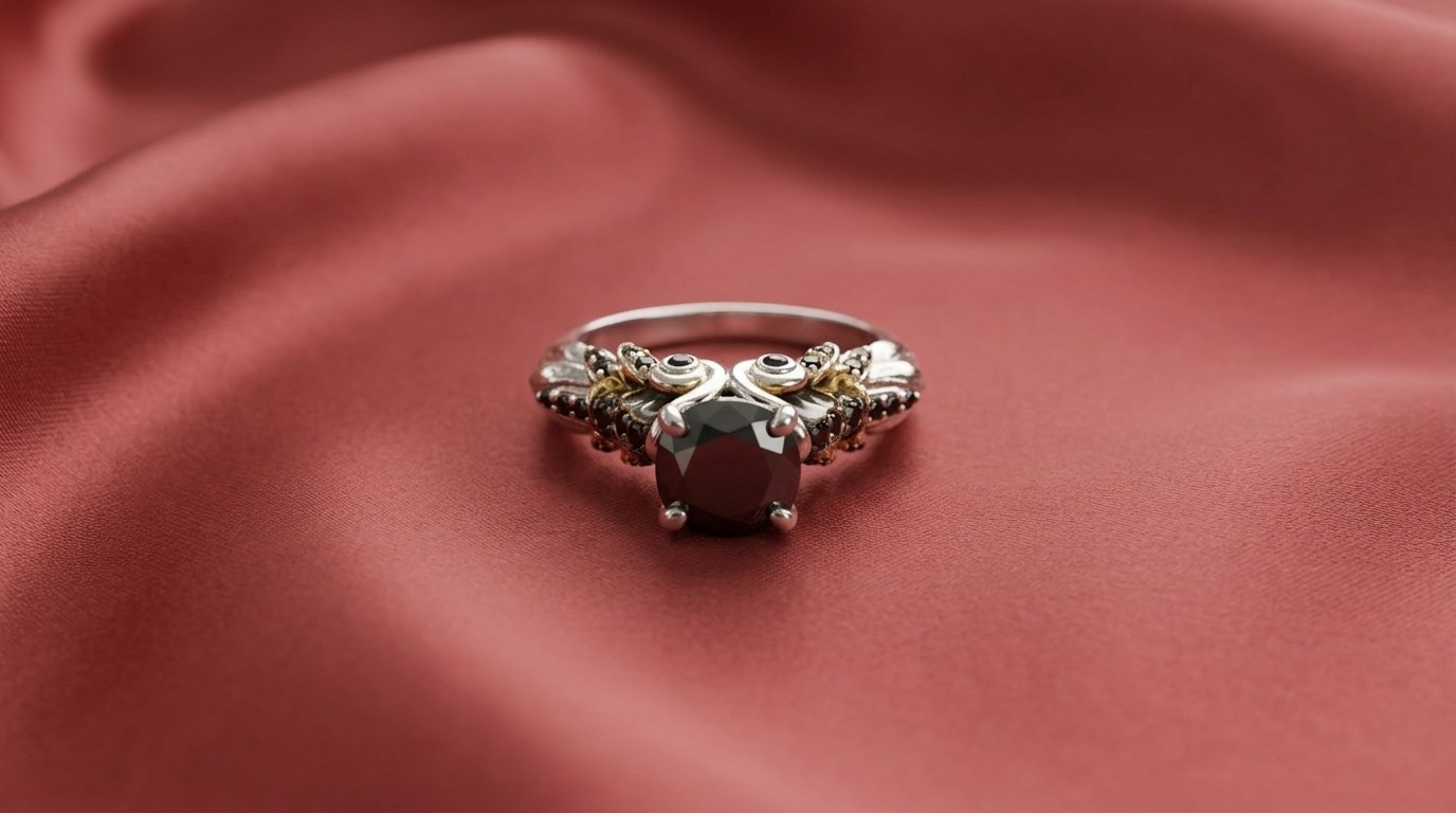 Bold Elegance 1.5Ct Black Round Moissanite Art Deco Prong Ring Wedding Gift