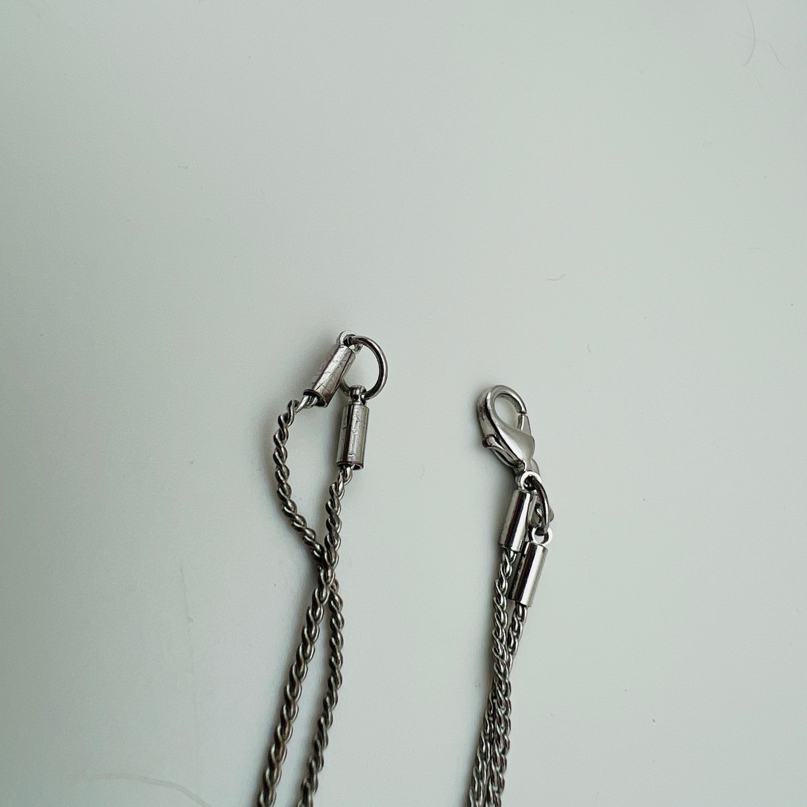 Roman Wheat Chain Necklace Silver Tone Double Strand Vintage Fashion Basic
