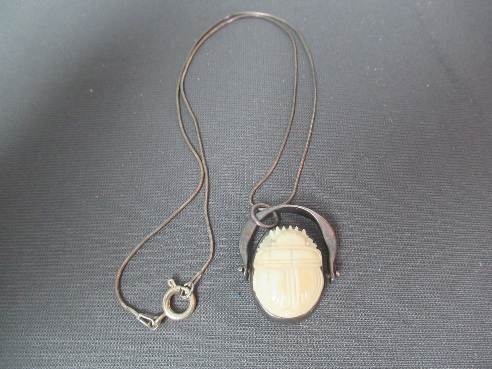 Artisan Scarab Beetle Necklace – Sterling Silver – Italy – i5 dha