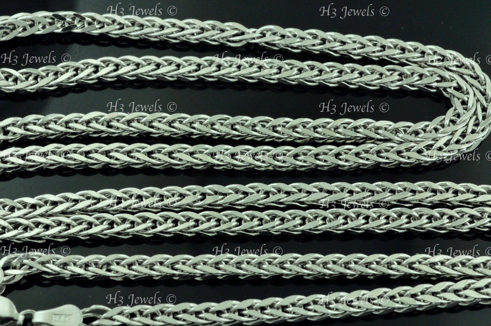 6.50 grams 14k solid white gold foxtail wheat chain necklace 18 inches #7574