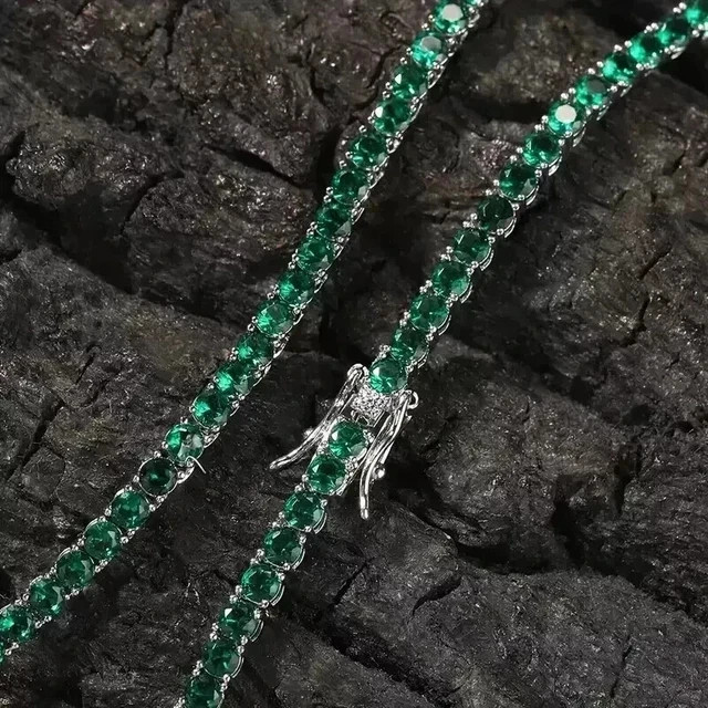 16Ct Round Lab-Created Diamond Men Tennis Necklace 14k White Gold Plated