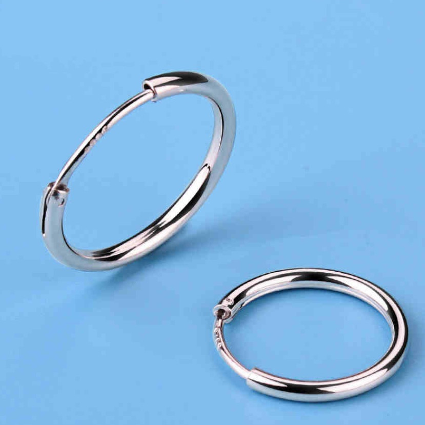2Pcs Women 925 Sterling Silver Plated Round Hoop Endless Vogue Earrings 8mm-60mm