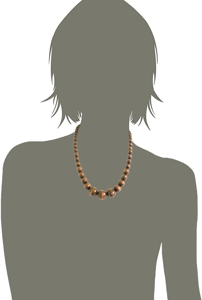 Natural Wood Beads Necklace for Men Women Wooden Chain Unisex Chunky Bead Neckla