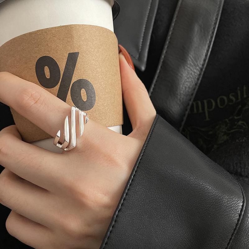 925 Sterling Silver Geometric Ring for Women Irregular Handmade Statement Gift
