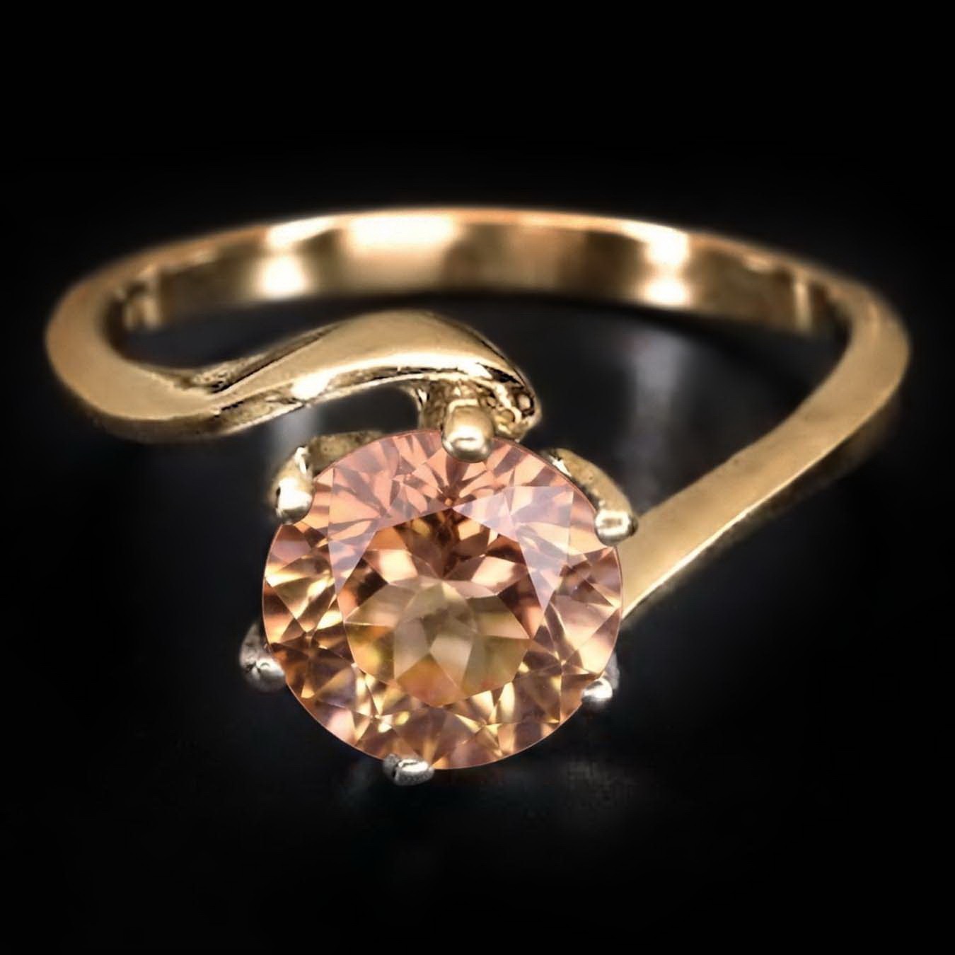 8 mm Natural imperial topaz Ring Silver Sterling Size 7 Plated gold Free Resize