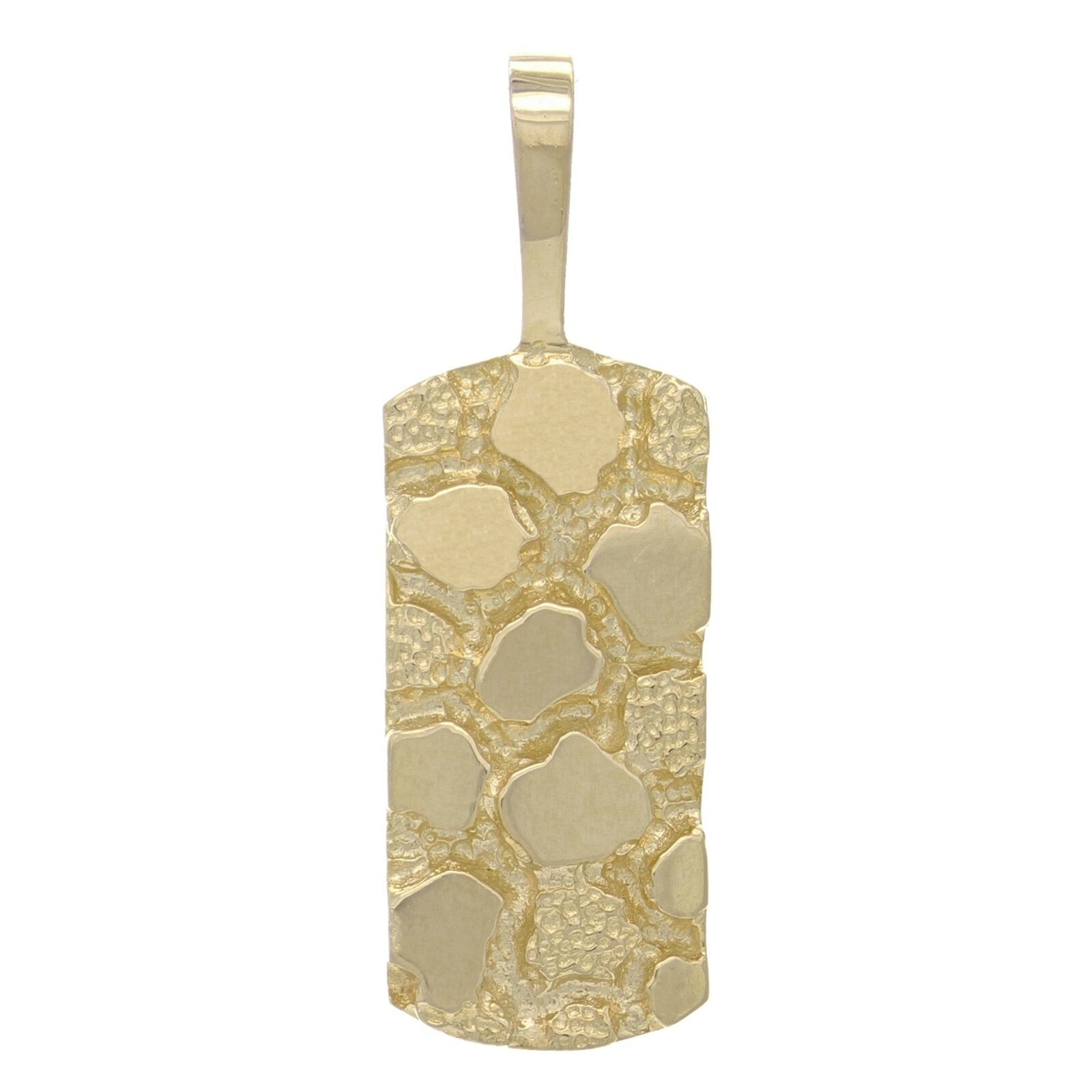 14k Yellow Gold Solid Rectangle Nugget Charm Pendant 1.15″ 3.2 grams