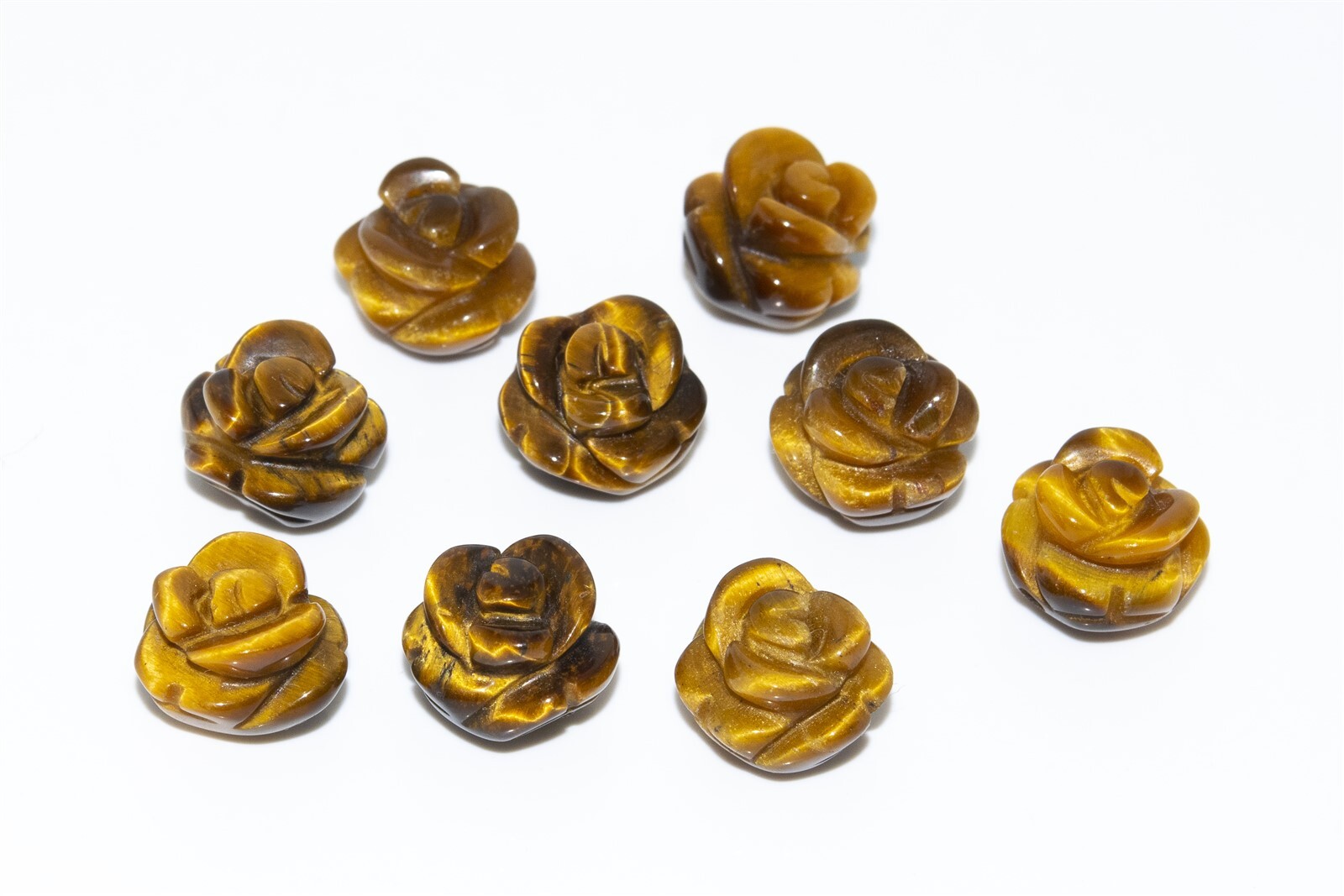 5 Pcs Yellow Tiger Eye Rose Carved Beads Grade AAA Natural Beads 8/10/12MM