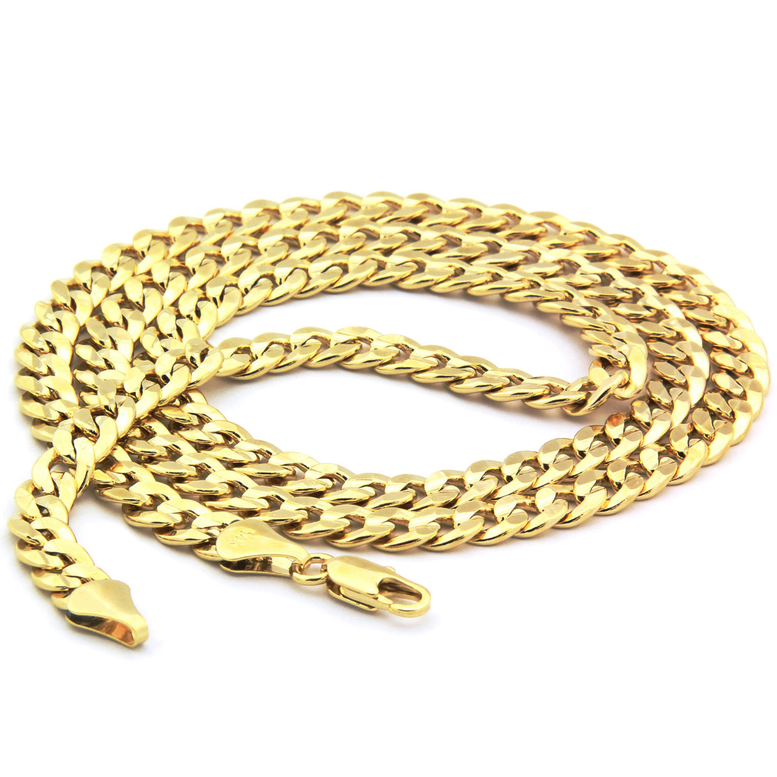 Mens 18k Gold Plated JESUS CROSS Hip-Hop Pendant 6mm Cuban Chain Necklace (S-3)