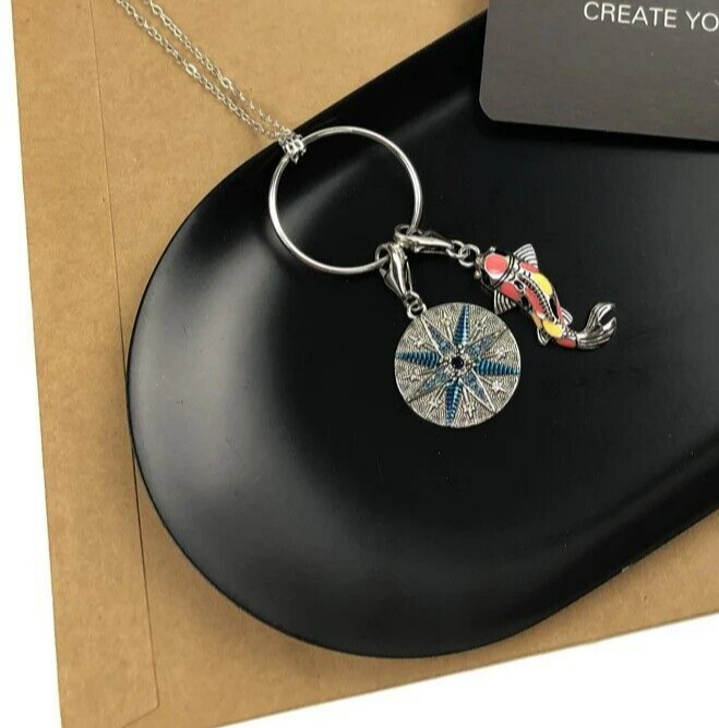 Koi Fish star Pendant Necklace 925 Sterling Silver Multicolor Gift 18″
