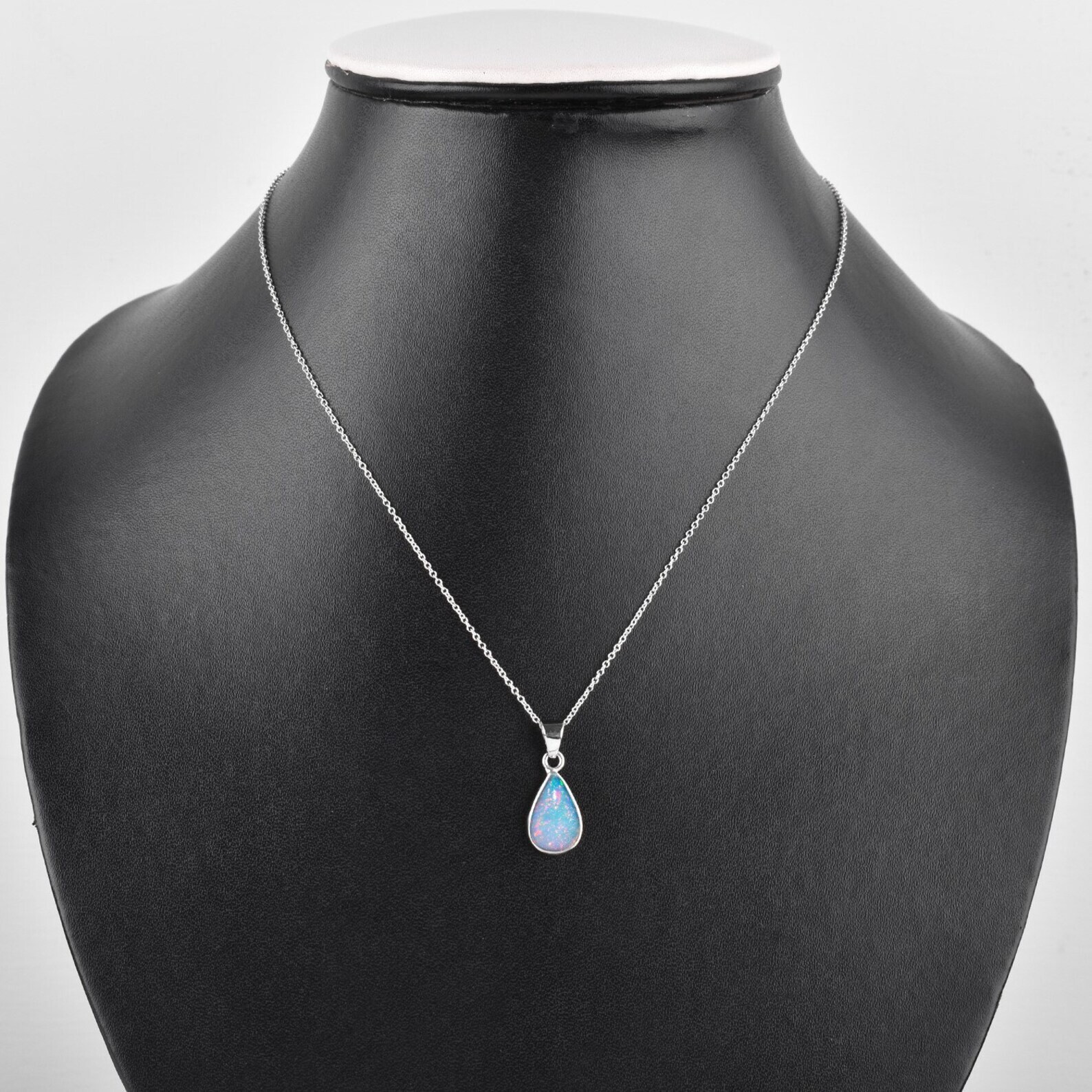 AA Ethiopian Fire Opal Crystal Dainty Bezel Pendant Necklace for Women Best Gift