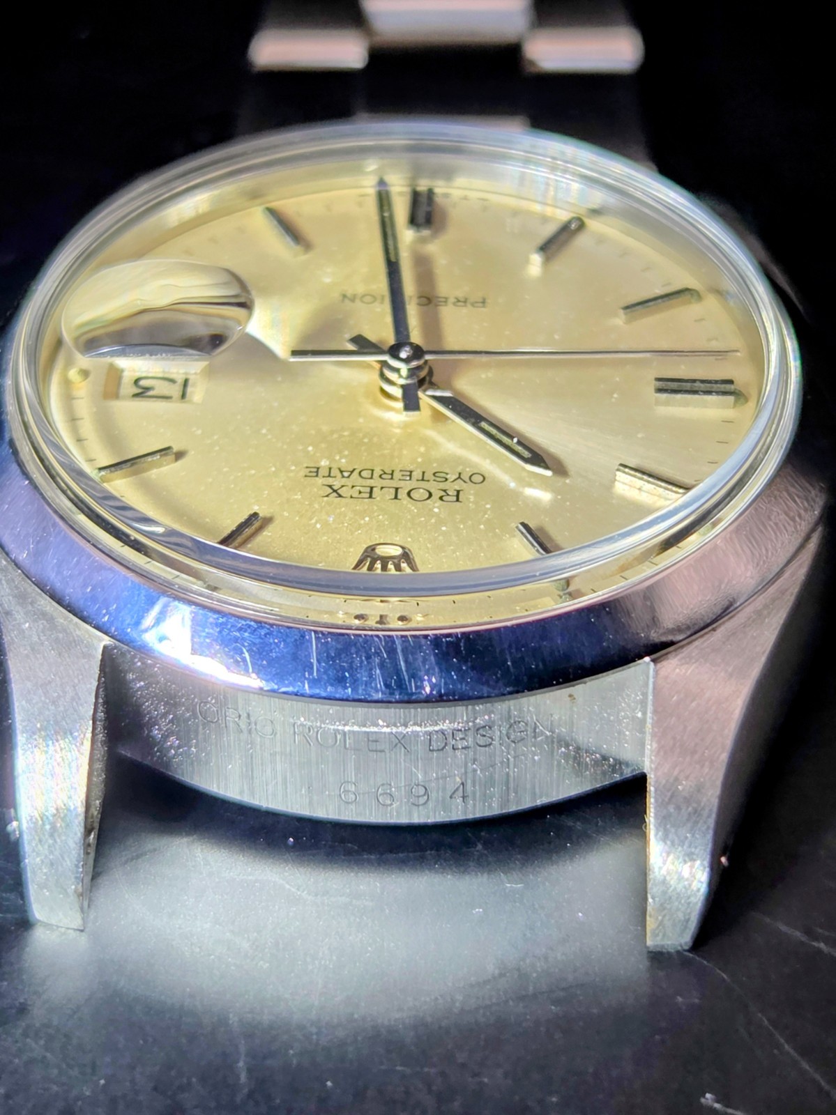 Rolex 34MM Oysterdate Precision SS Silver Stick Dial Men’s Watch 6694