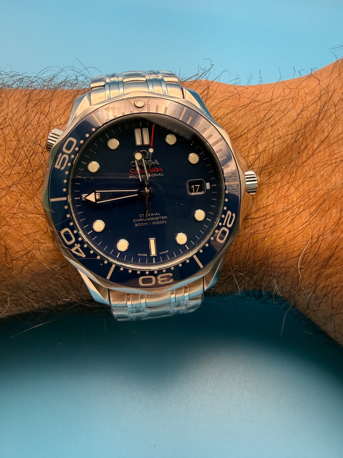 Omega Seamaster Diver 300M 212.30.41.20.03.001 41mm Steel Blue Dial Box Papers