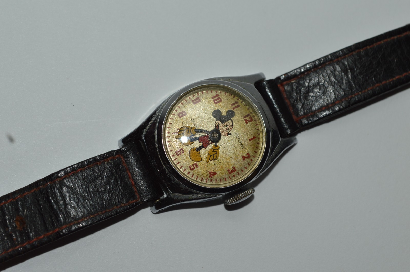 Ingersoll US Time A-4015 Mickey Mouse Watch Wind Up 23mm 1940s Sold As Is Parts