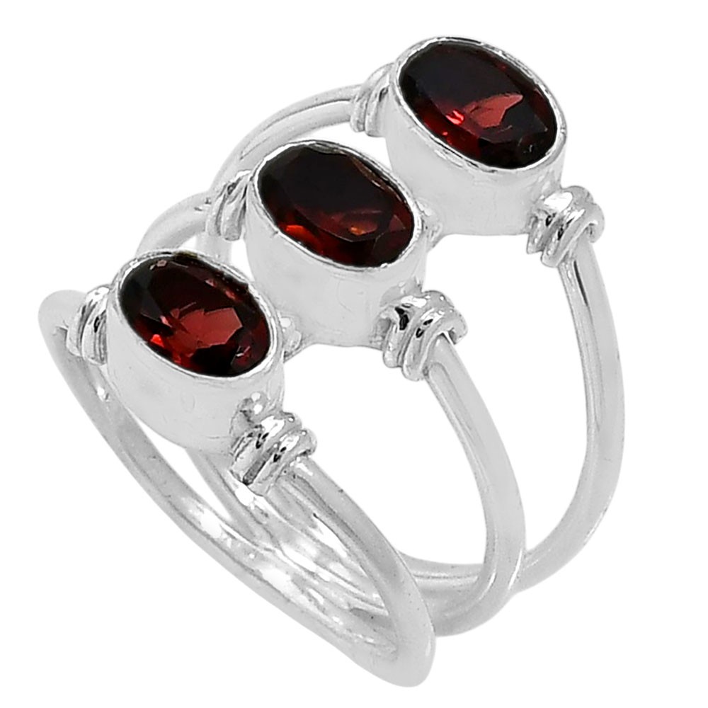 Hessonite Garnet – Madagascar 925 Silver Plated Ring s.10 Jewelry WR14-10020