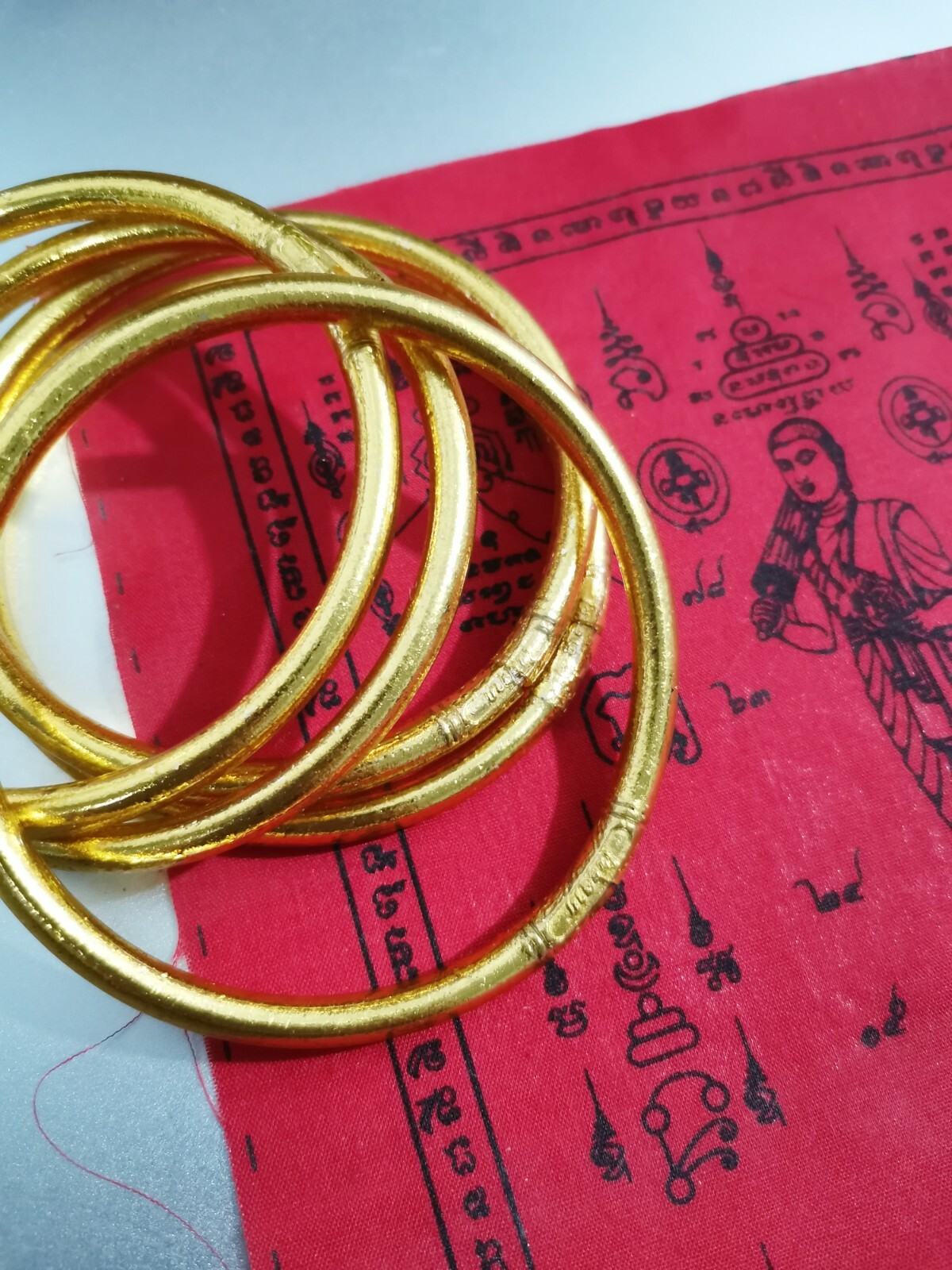 24k Gold Leaf Bracelet Thai Buddha Amulet Love Charm Luck Rich Protect Talisman