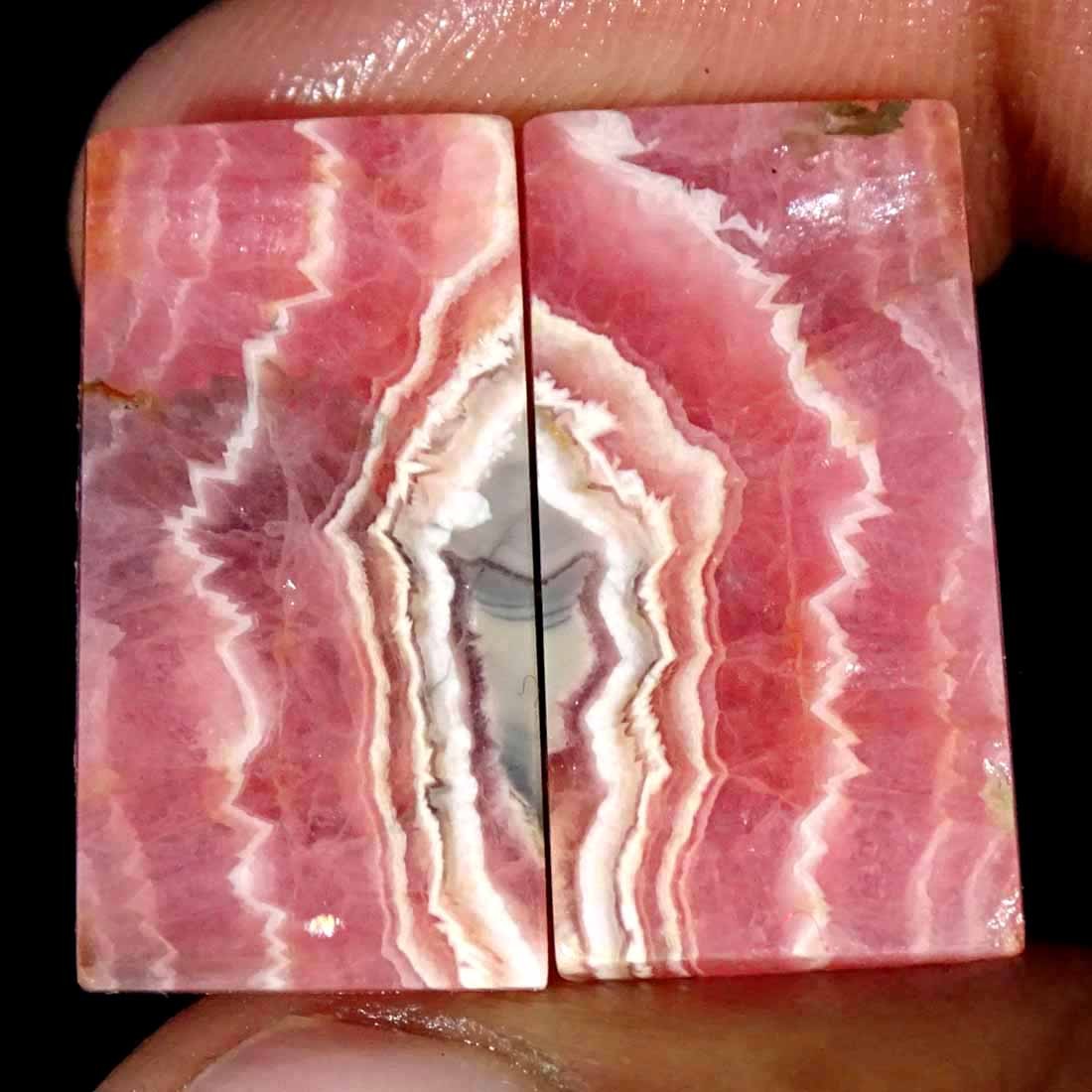 30.80Cts Natural Rhodochrosite Cushion Pair Cabochon Loose Gemstone 12x23x3mm