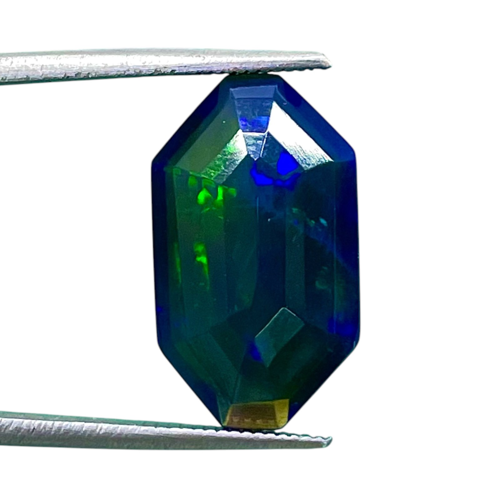 6.50 Cts Natural Ethiopian Black Opal 18x10mm Fancy Cut Multi Flash Gemstone