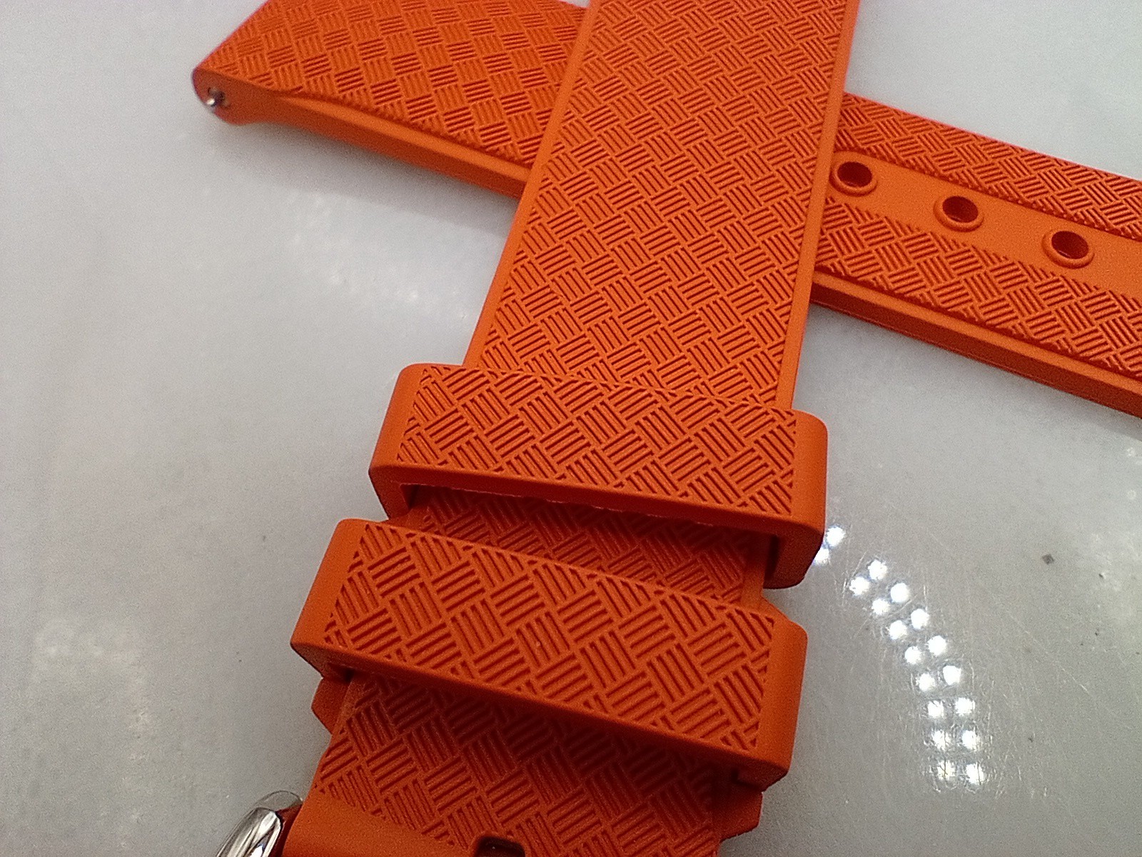 New 20mm Watchgecko Zuludiver HNBR Rubber Watch Strap Orange Quick Release 6B361