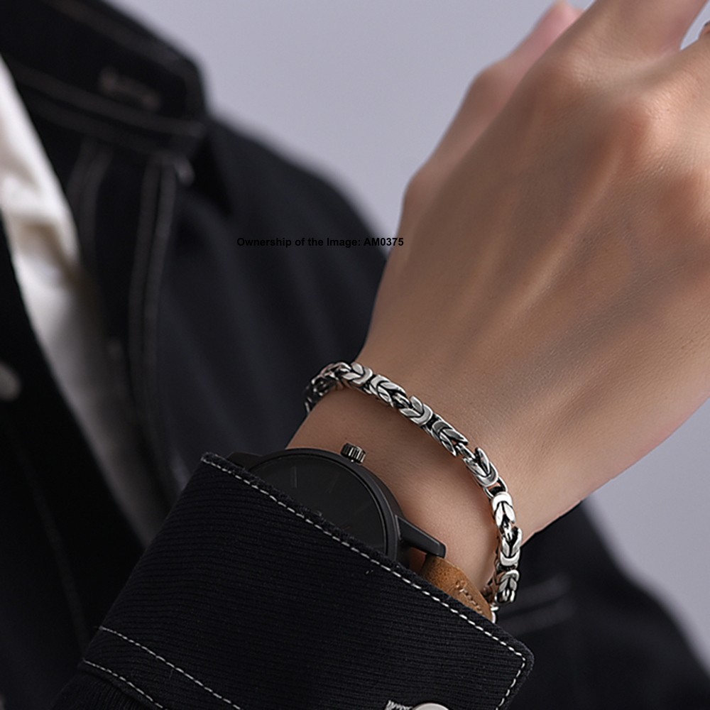 Pure 925 Sterling Silver Square Byzantine Chain Bracelet 5mm Link Unisex Jewelry