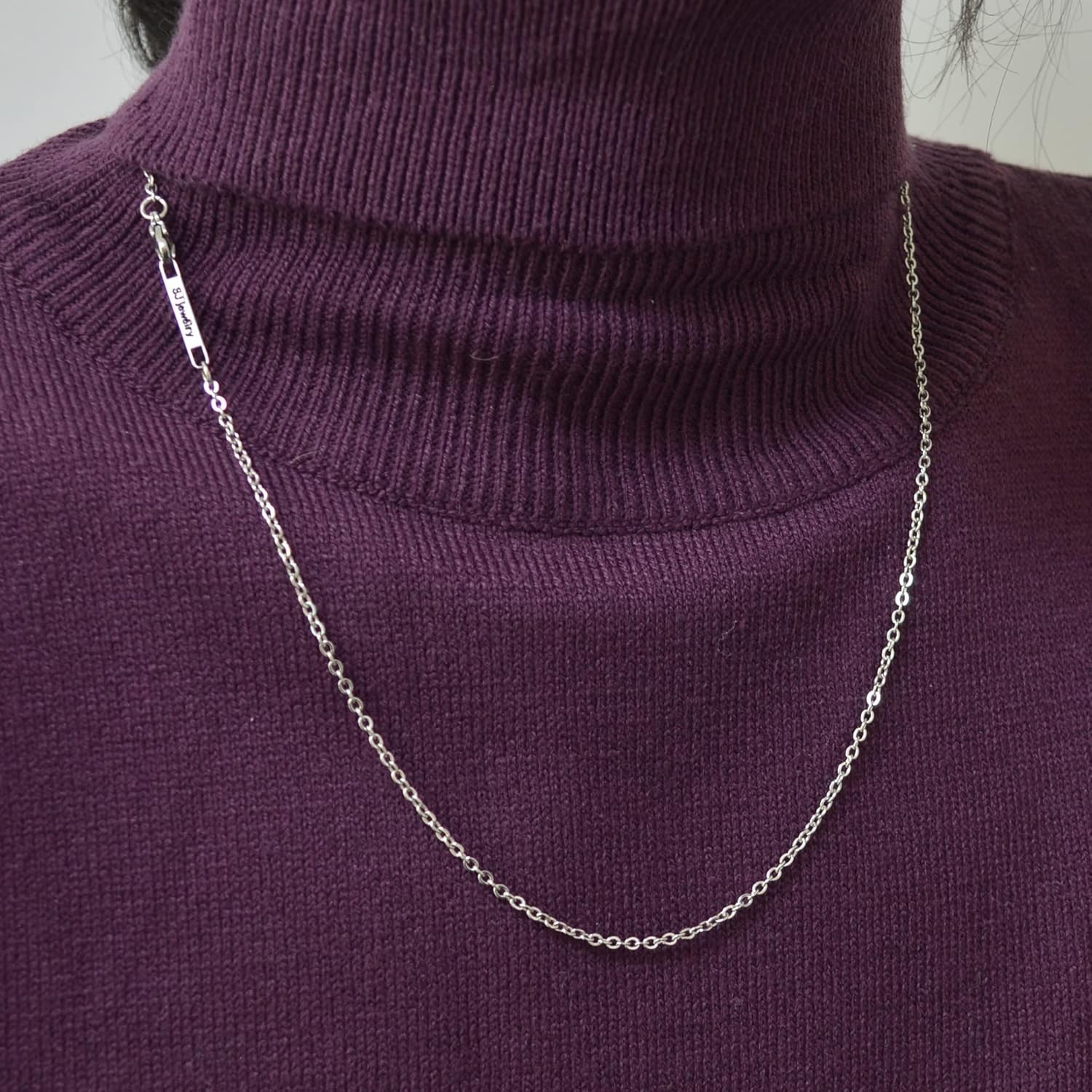Hypoallergenic 2MM Stainless Steel Cable Chain Necklace – 22 Inches, All Ages